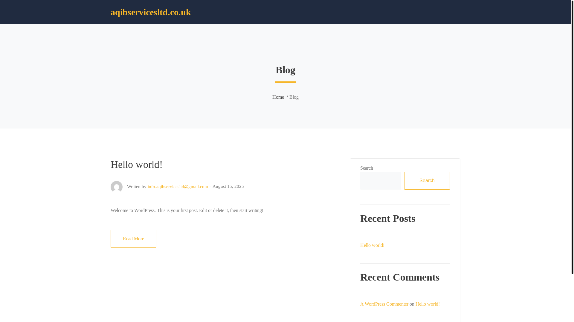 website screenshot of https://aqibservicesltd.co.uk/