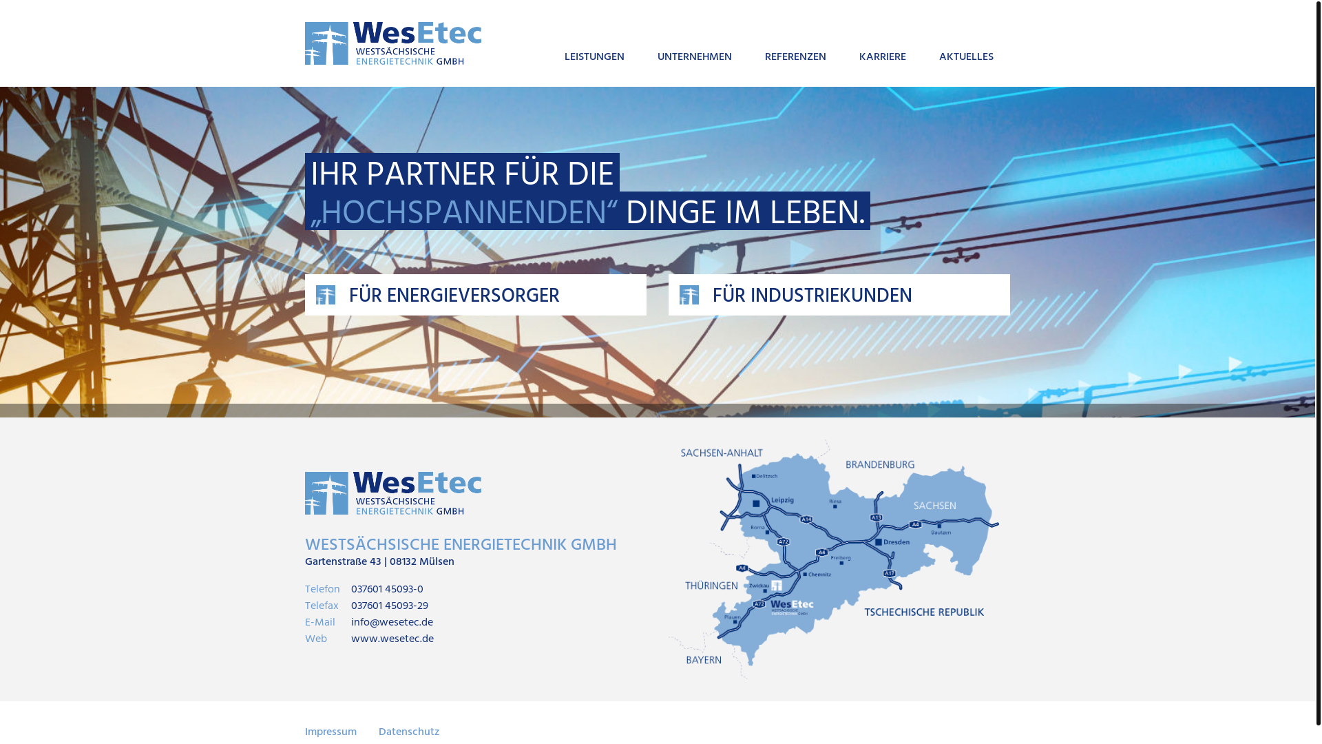website screenshot of https://wesetec.de/