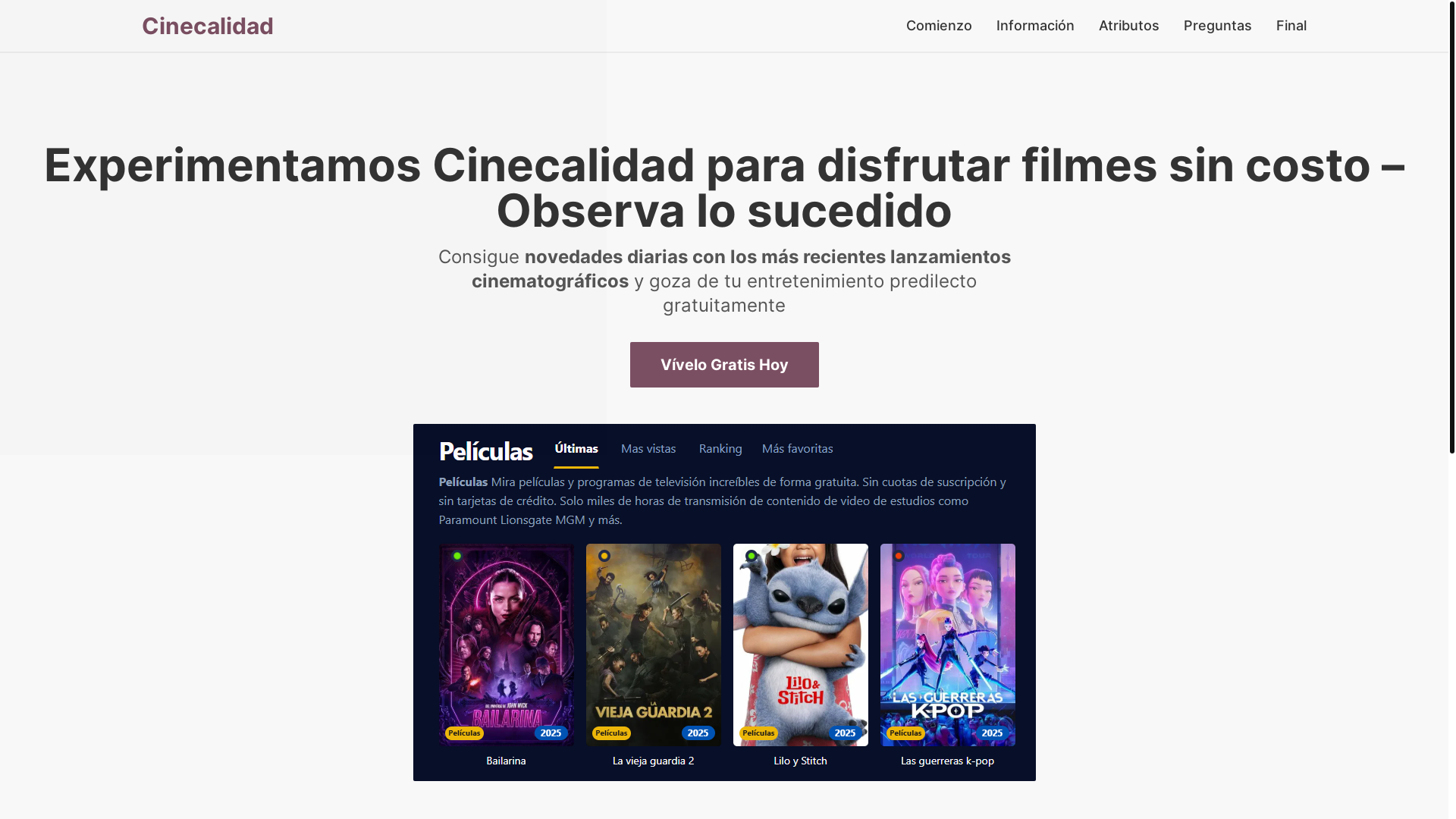 website screenshot of https://cinecalidad-t6kt.pages.dev/