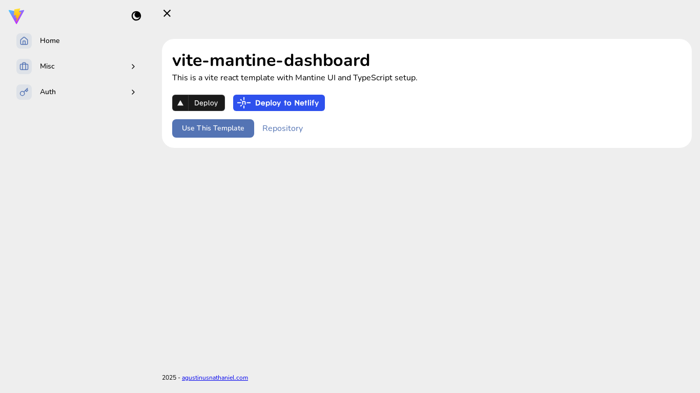 website screenshot of https://vite-mantine-dashboard.pages.dev/
