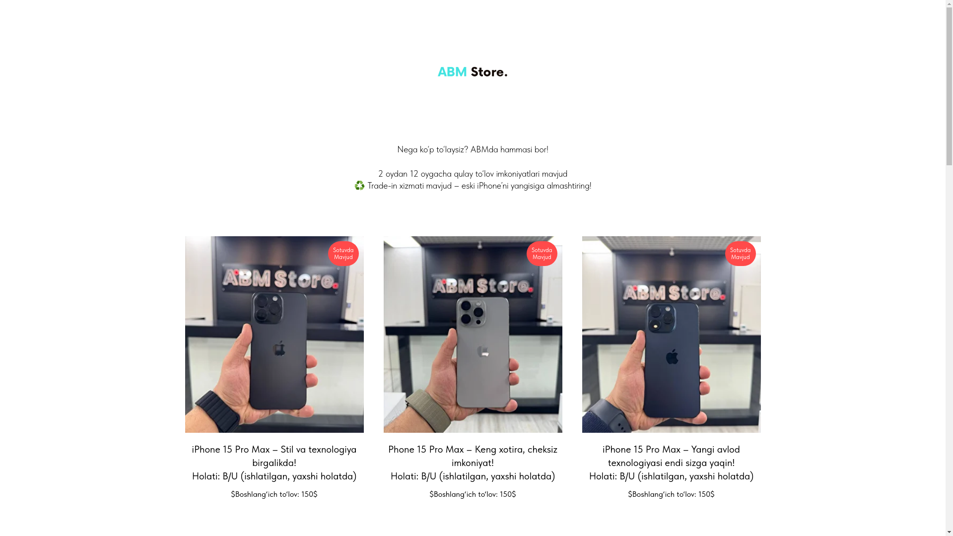website screenshot of https://abmstore.uz/