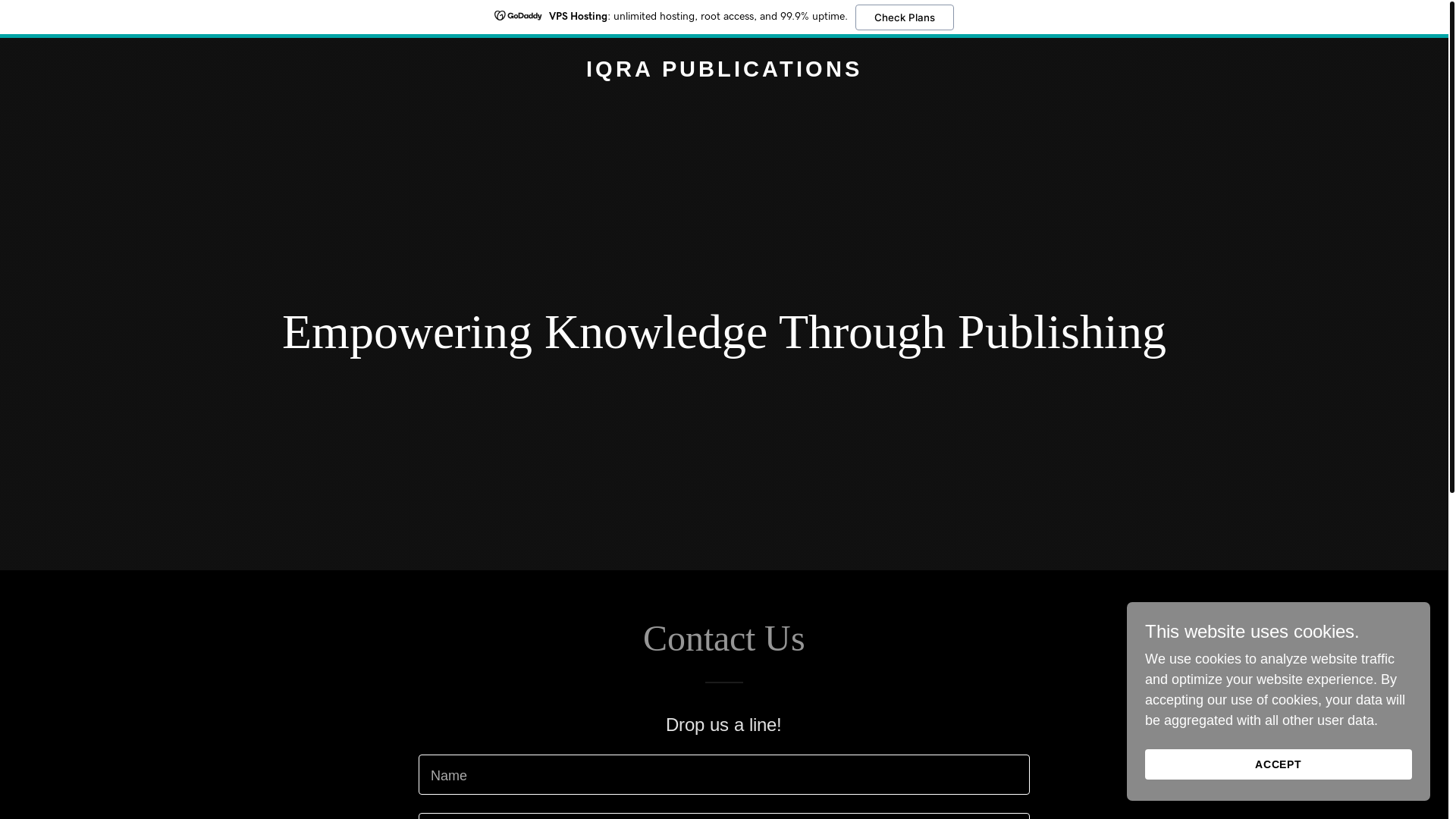 website screenshot of https://iqrapublications.us/