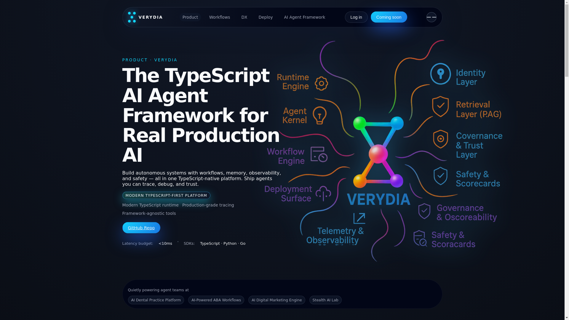 website screenshot of https://verydia.dev/