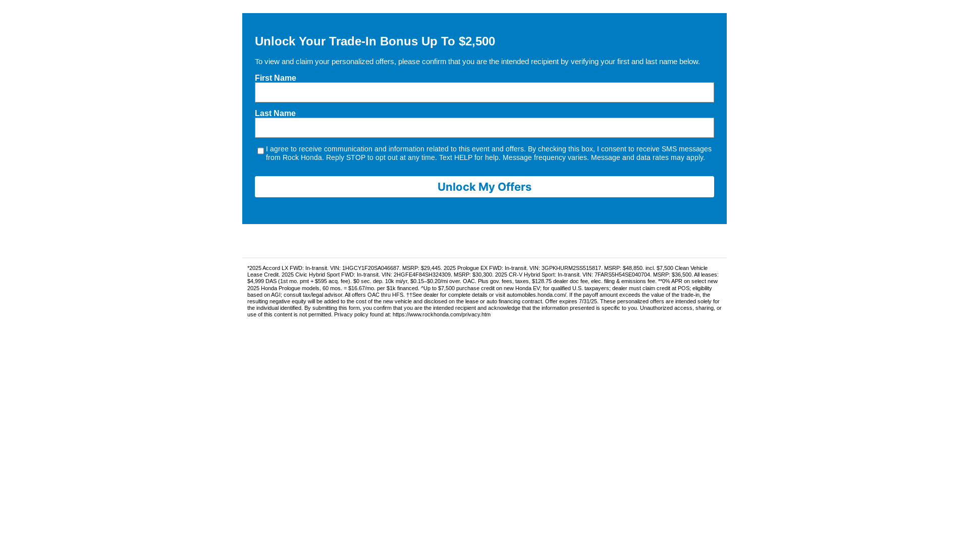 website screenshot of https://rock-honda.com/