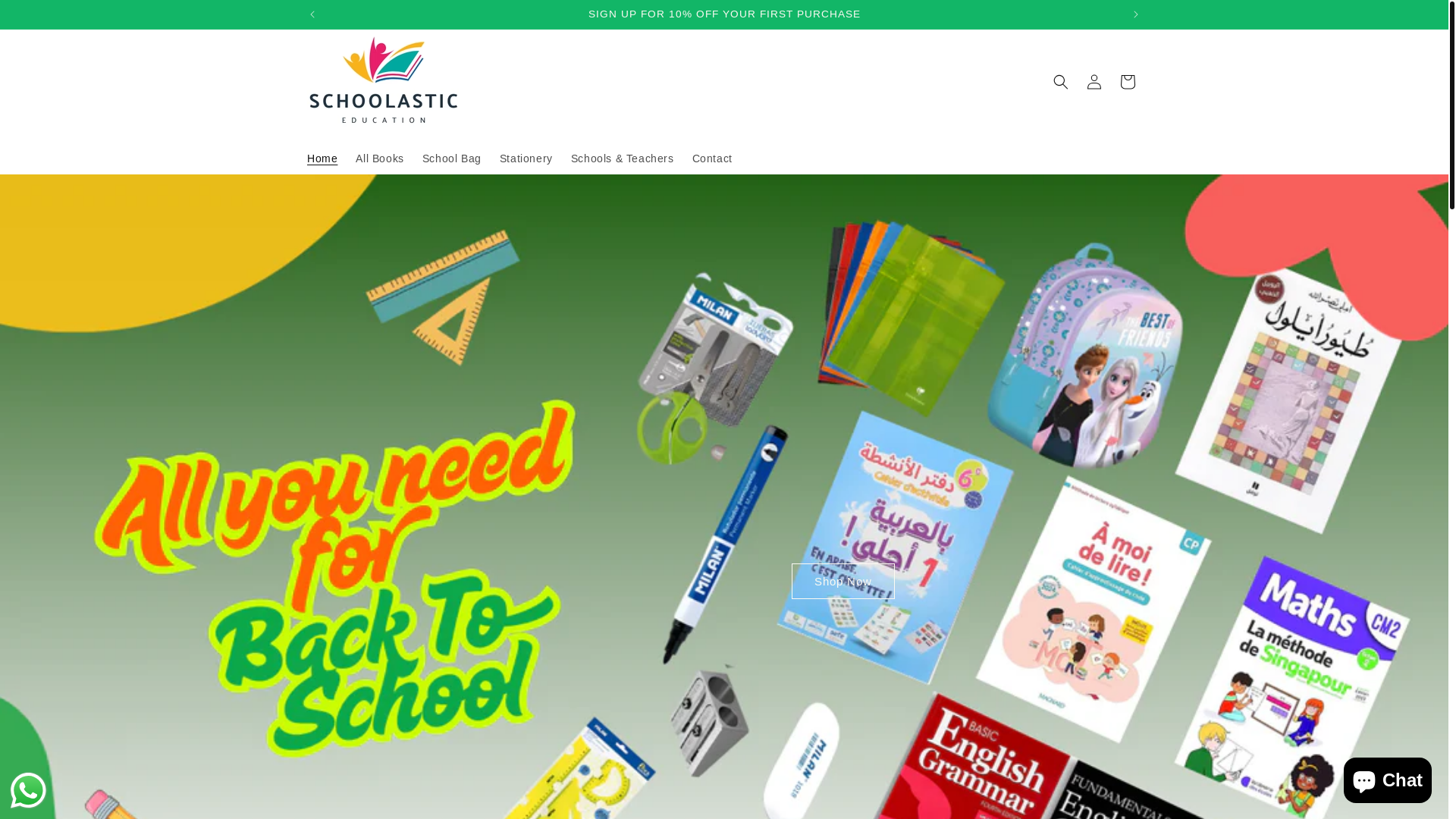website screenshot of https://schoolastic.shop/