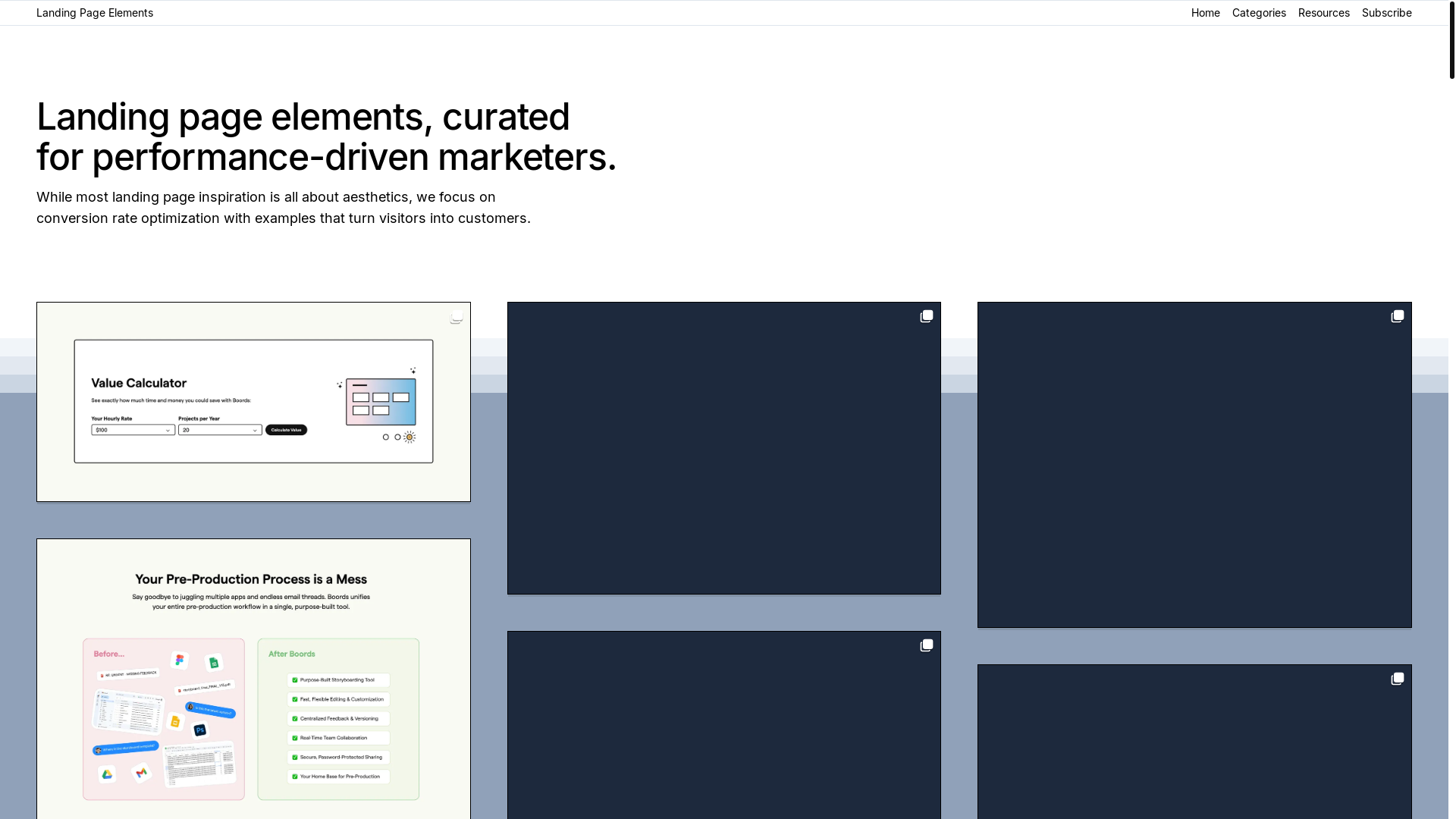 website screenshot of https://landingpageelements.pages.dev/