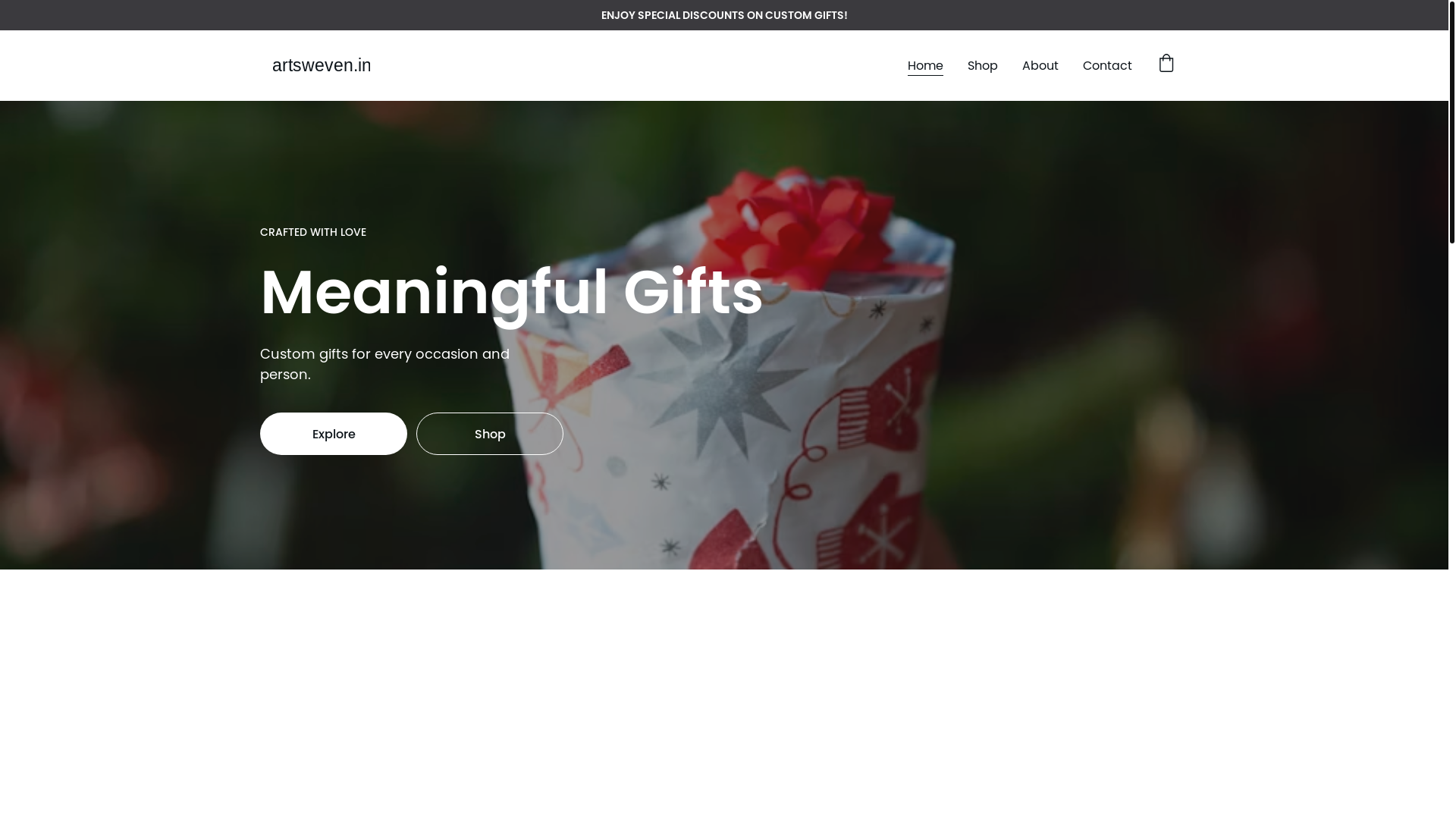 website screenshot of https://artsweven.in/