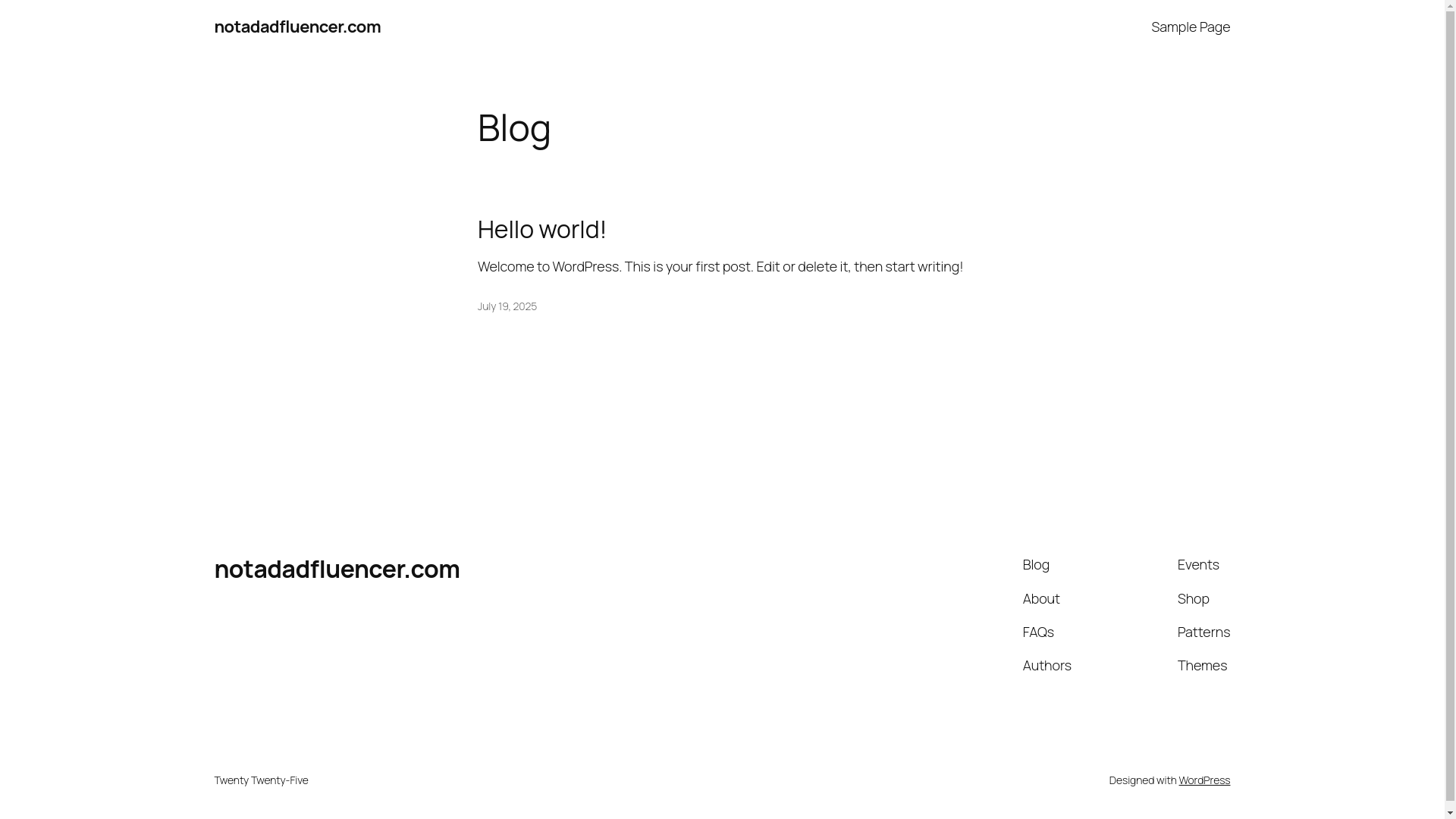 website screenshot of https://notadadfluencer.com/