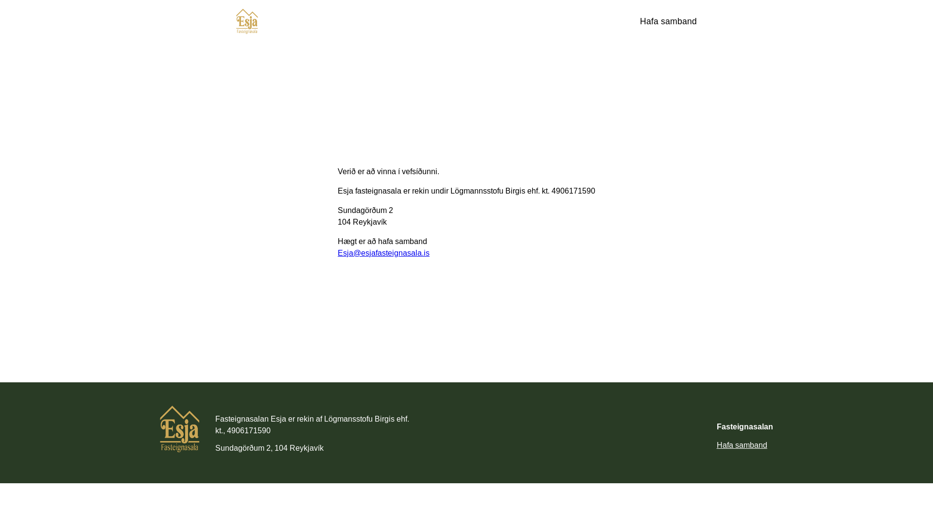 website screenshot of https://esjafast.is/