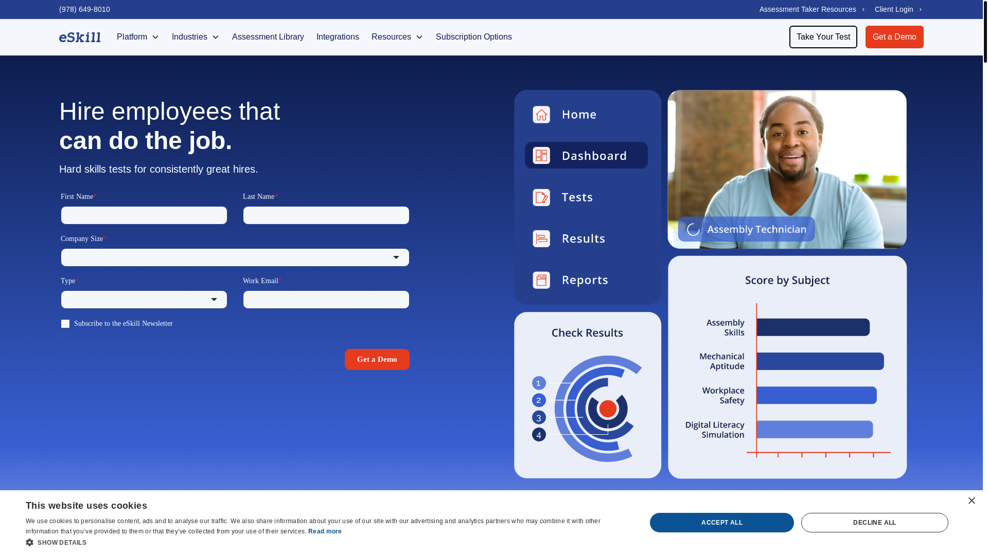 website screenshot of http://www.eskill.com/