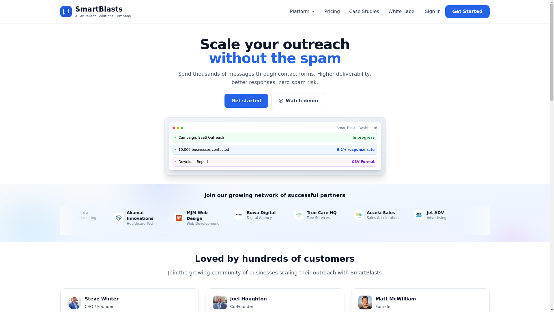 website screenshot of https://strivetechsolutions.co/