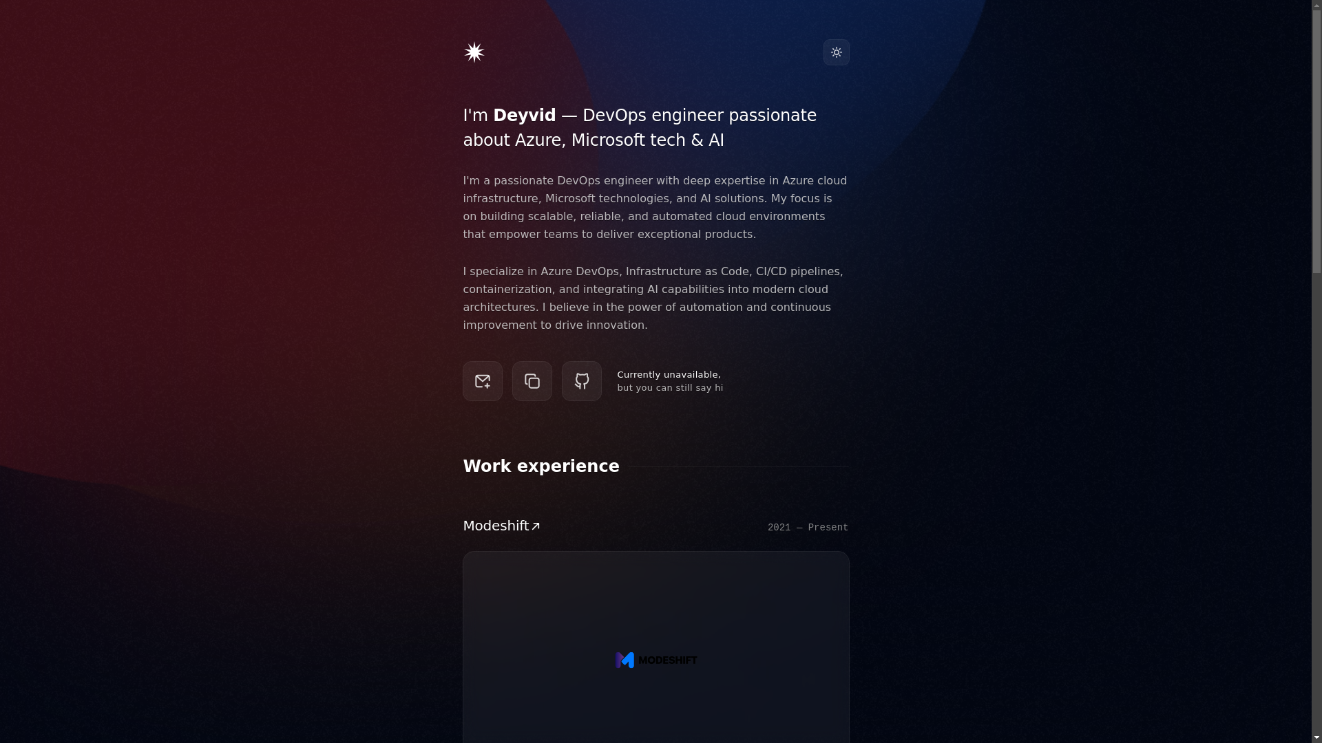 website screenshot of https://daveops.eu/