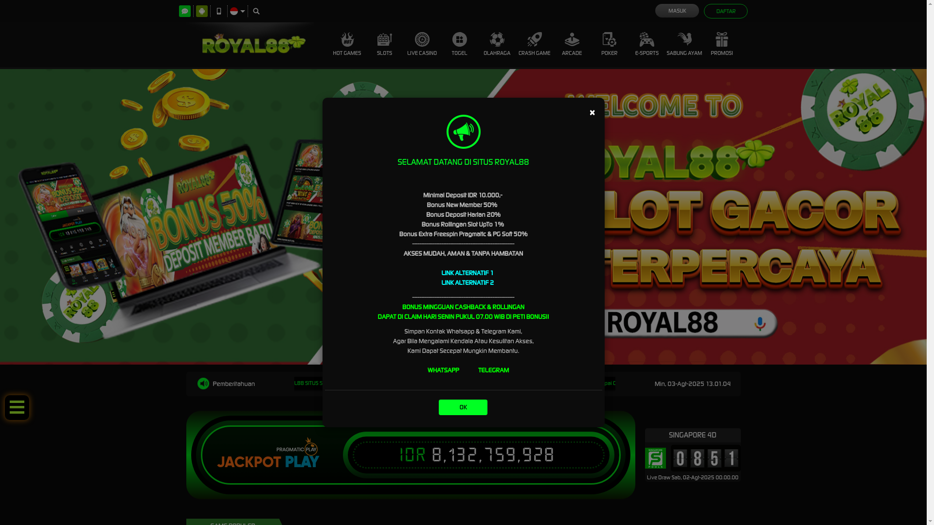 website screenshot of https://royal88bonanza.art/