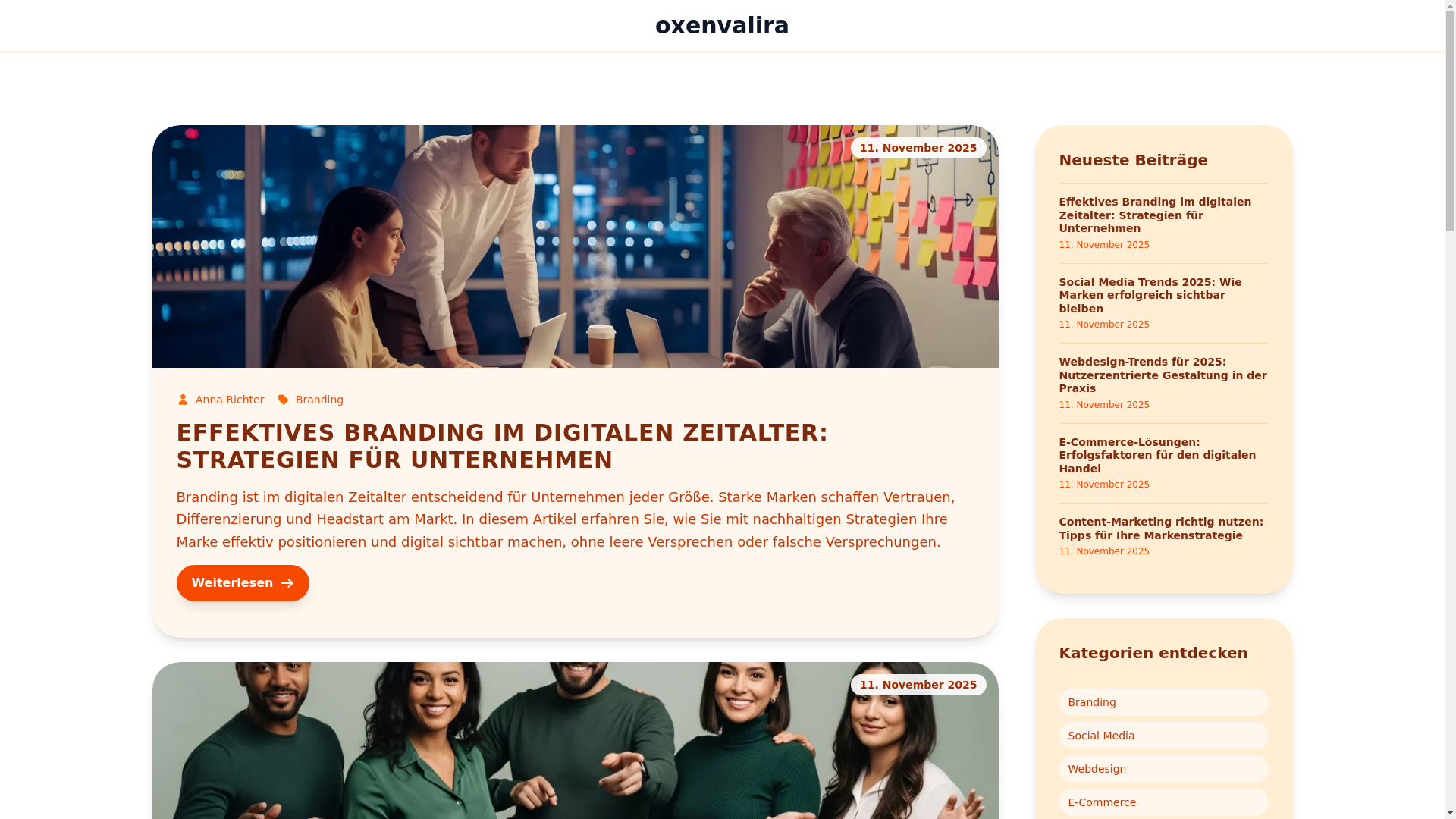 website screenshot of https://oxenvalira.com/