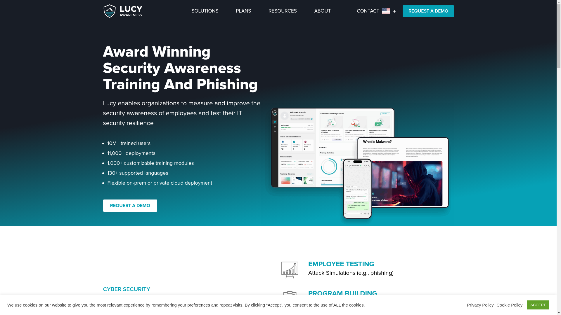website screenshot of https://lucysecurity.com/