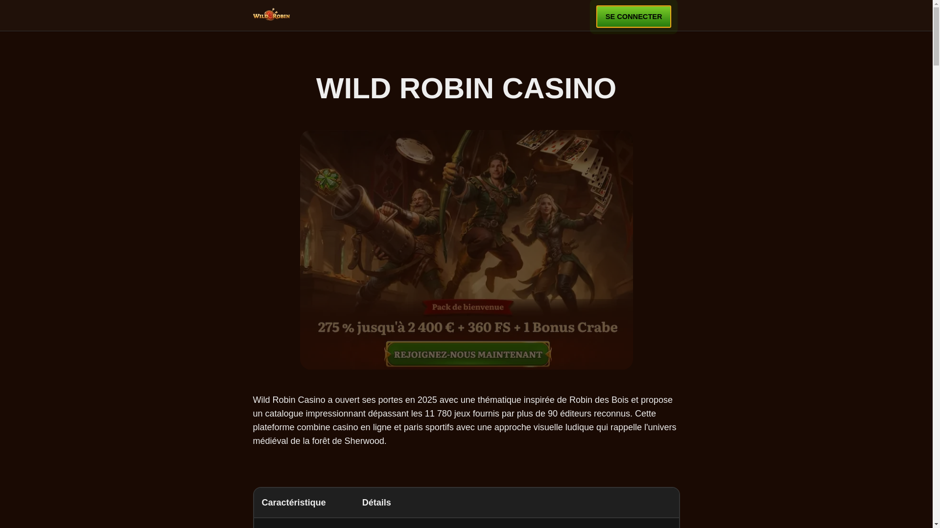 website screenshot of https://wildrobincasfr.com/