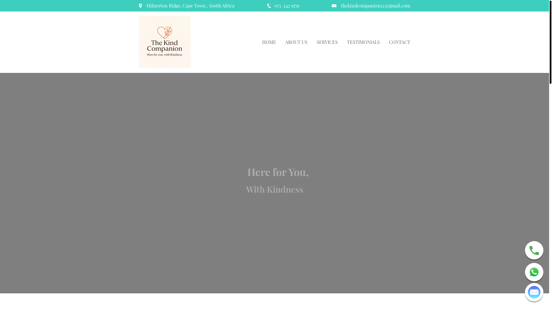 website screenshot of https://thekindcompanion.co.za/