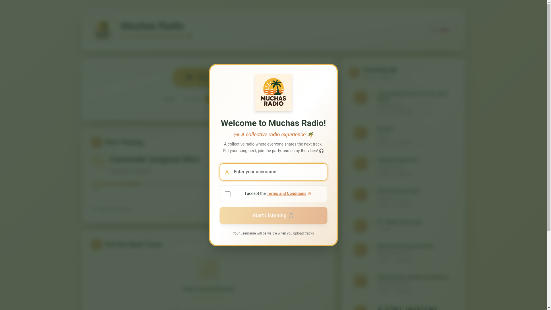 website screenshot of https://muchasradio.com/