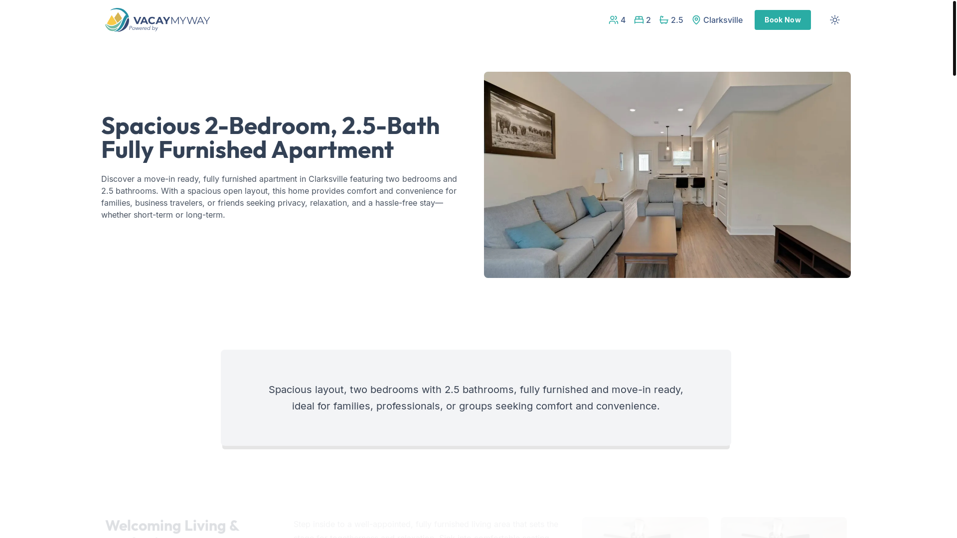 website screenshot of https://airyclarksville.vacations/