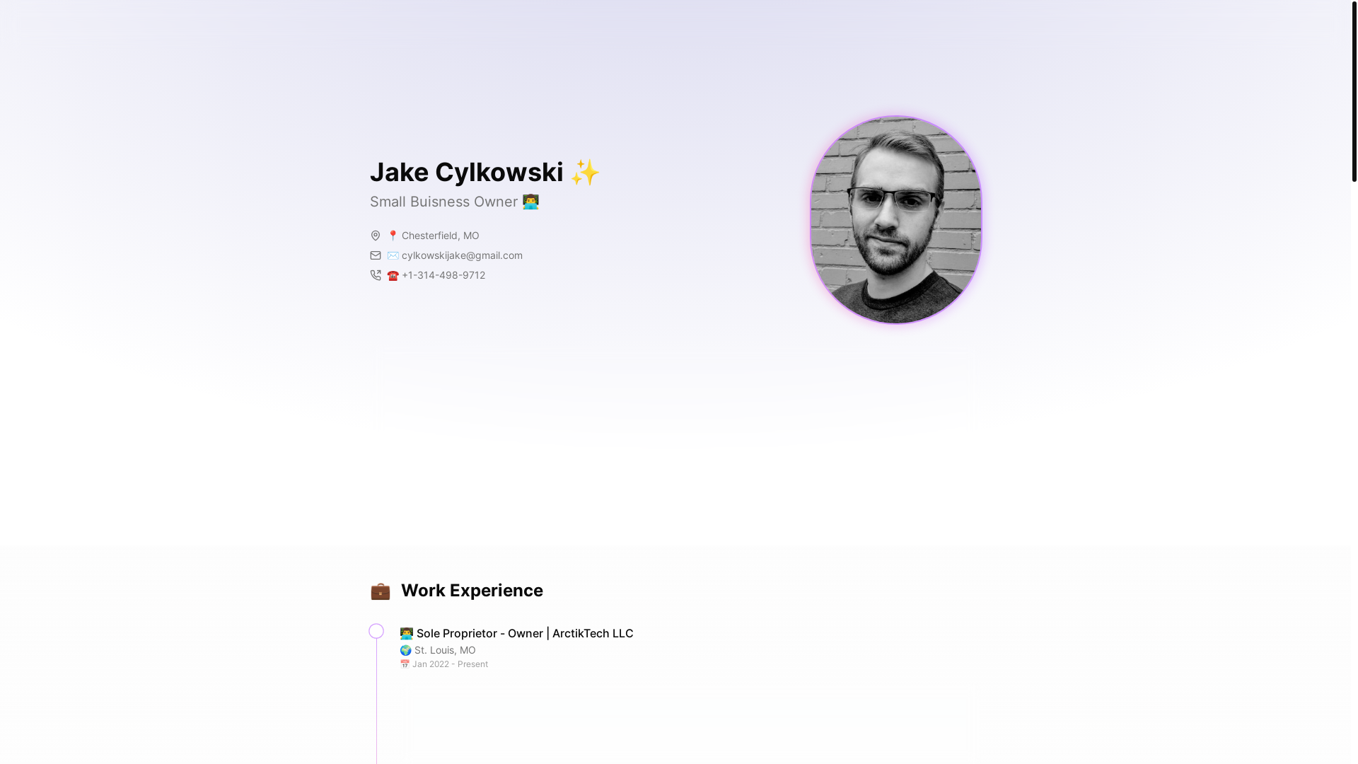 website screenshot of https://jakecylkowski.pages.dev/