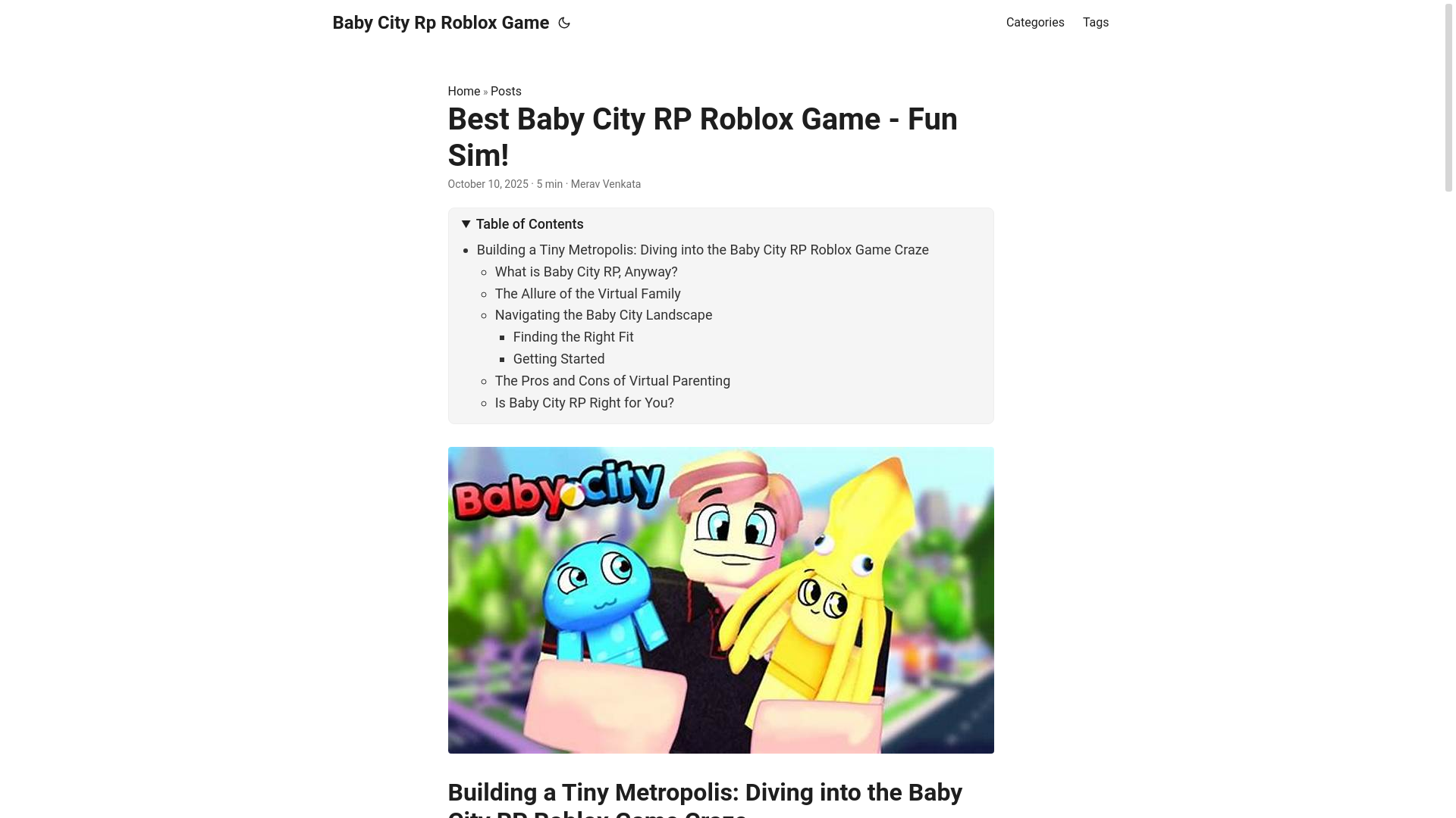 website screenshot of https://baby-city-rp-roblox-game.pages.dev/