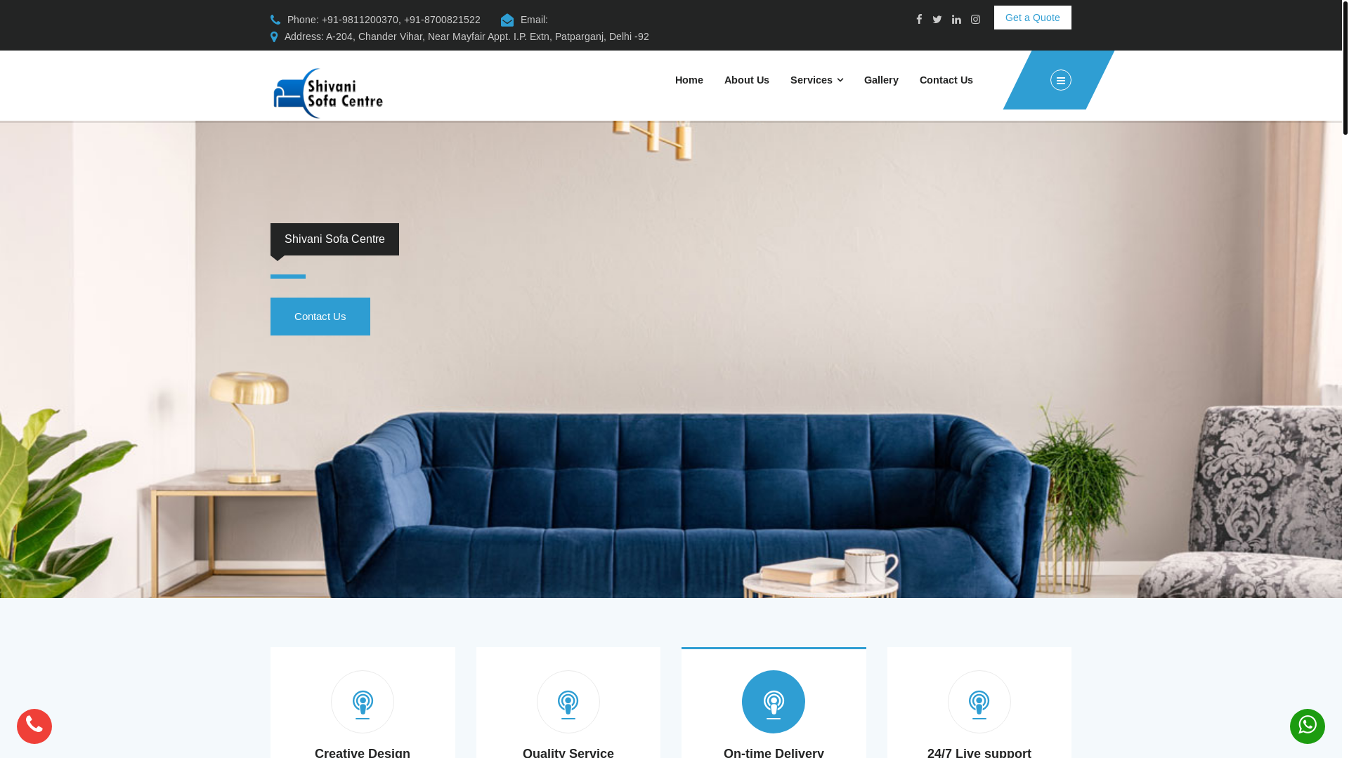 website screenshot of https://shivanisofacentre.in/