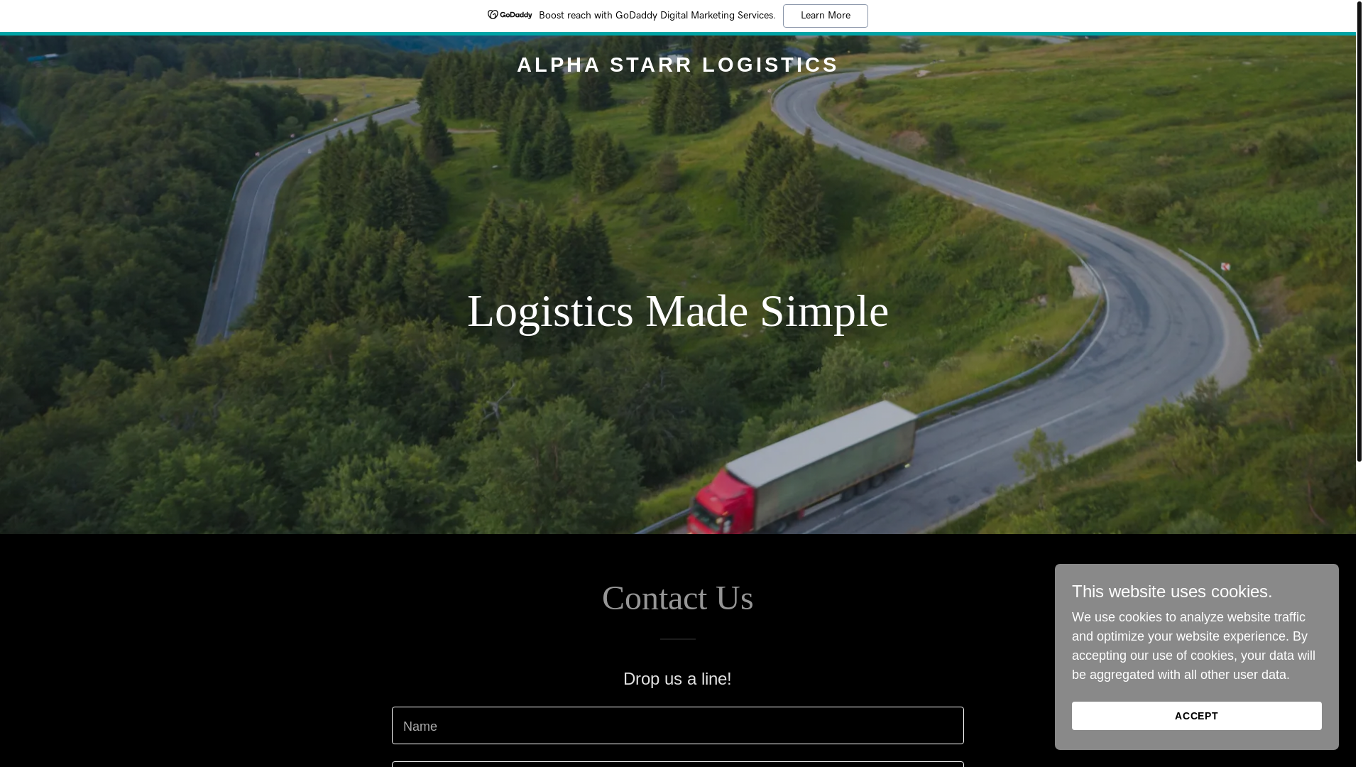 website screenshot of https://alphastarrlogistic.com/