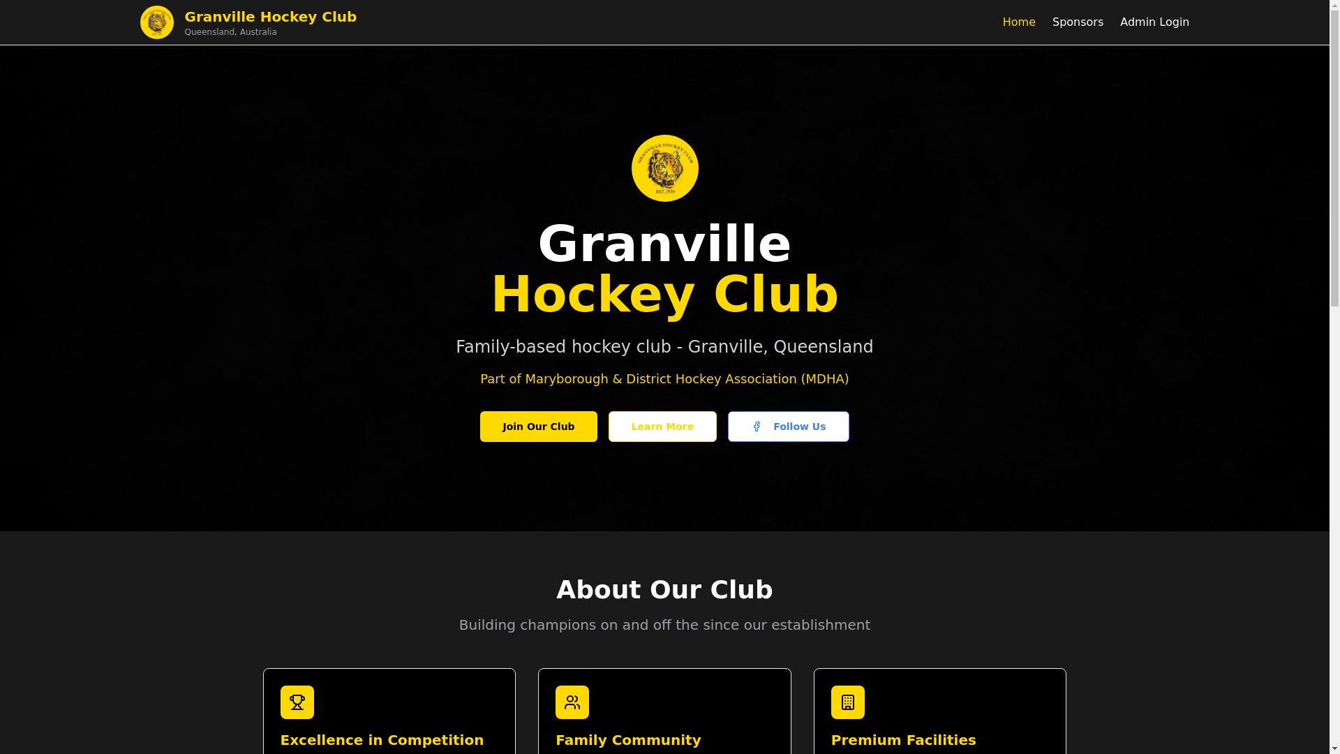 website screenshot of https://granvillehockeyclub.com.au/