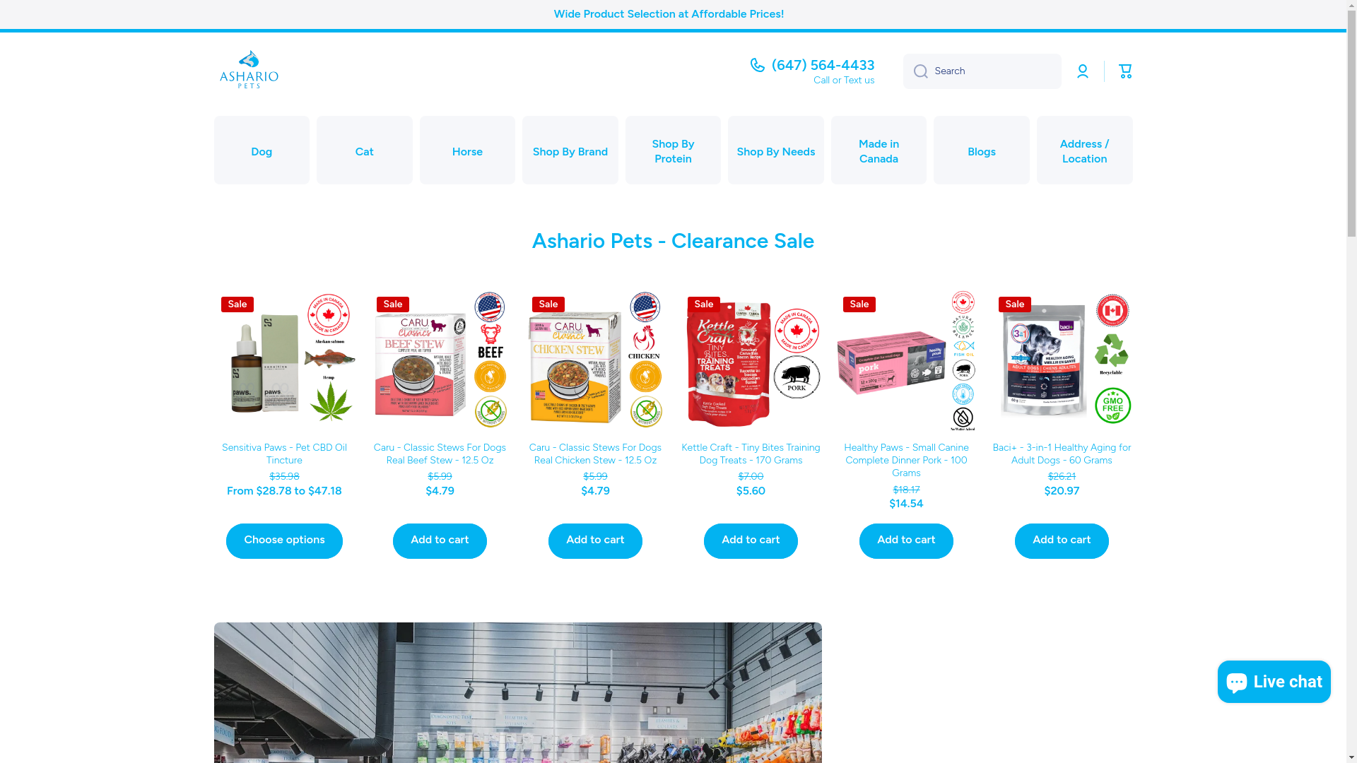 website screenshot of https://holisticpetstore.ca/