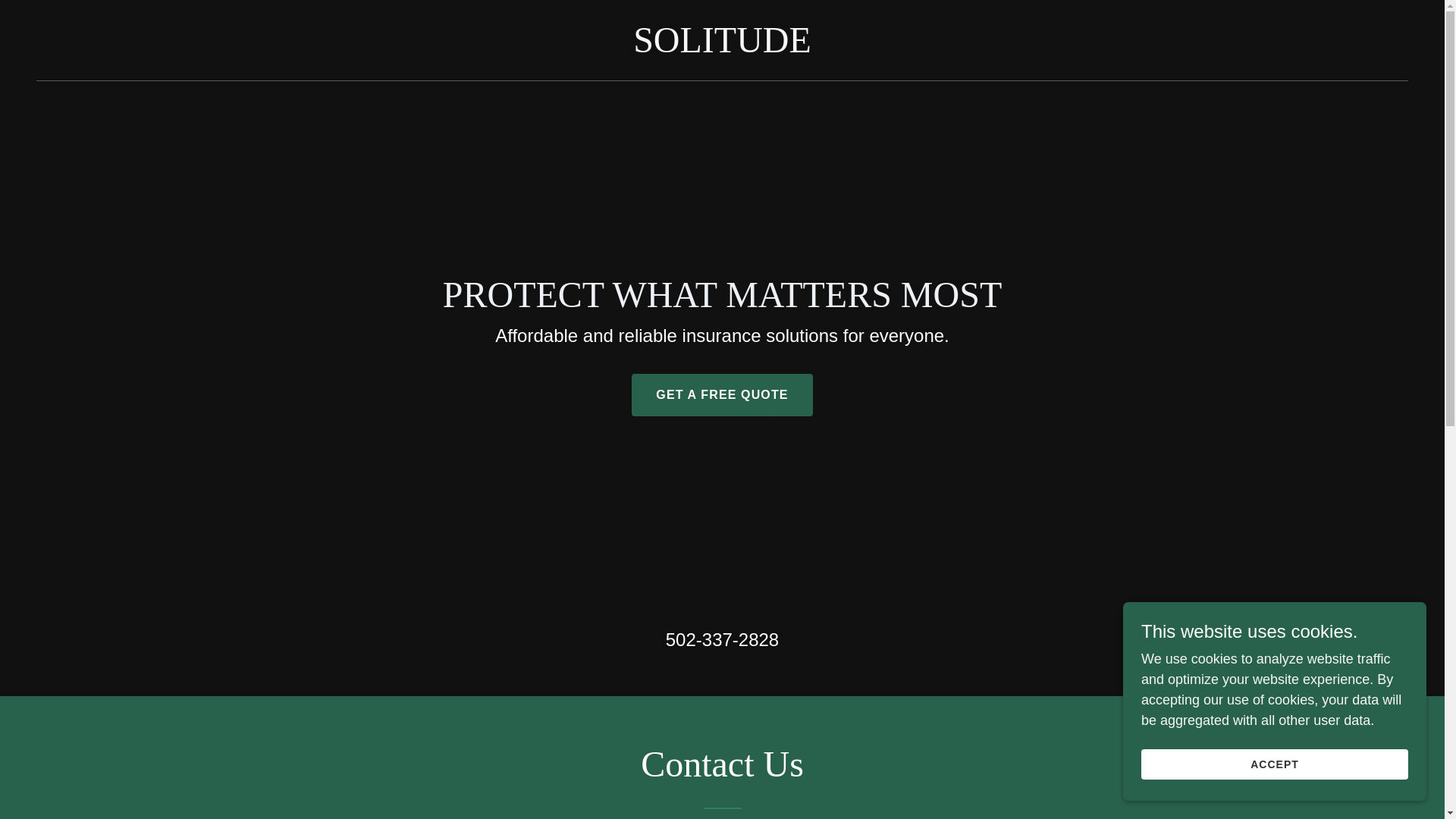 website screenshot of https://solitudeinsurance.com/