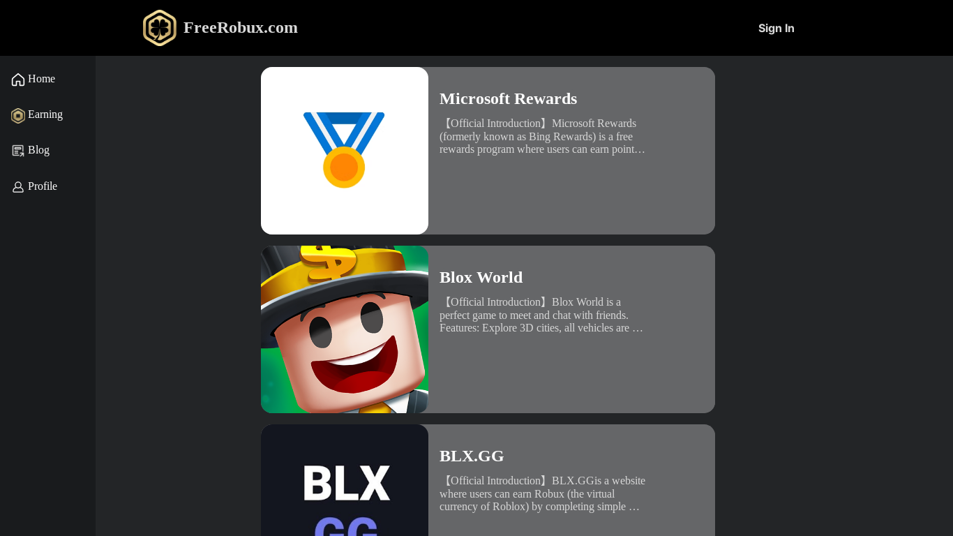 website screenshot of https://freerobux.com/