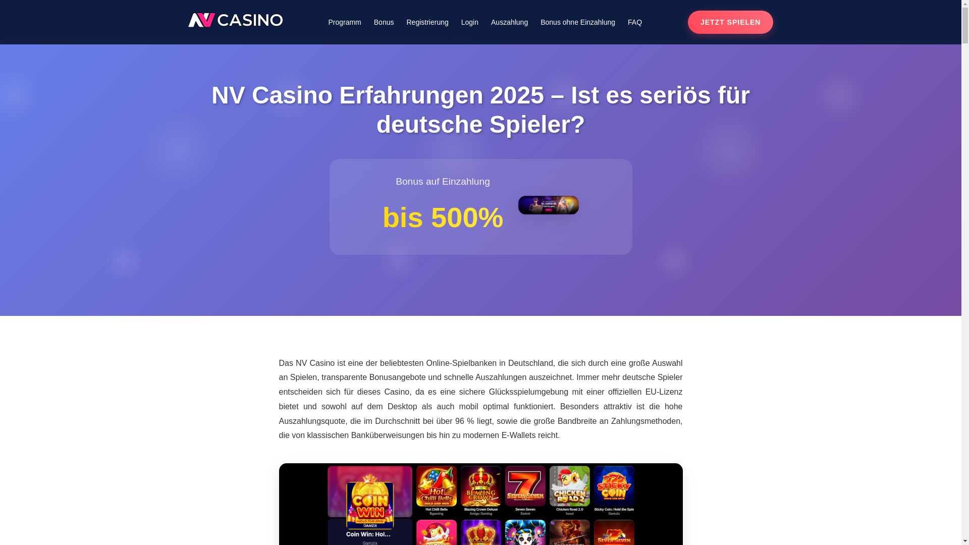 website screenshot of https://nvcasino2.online/