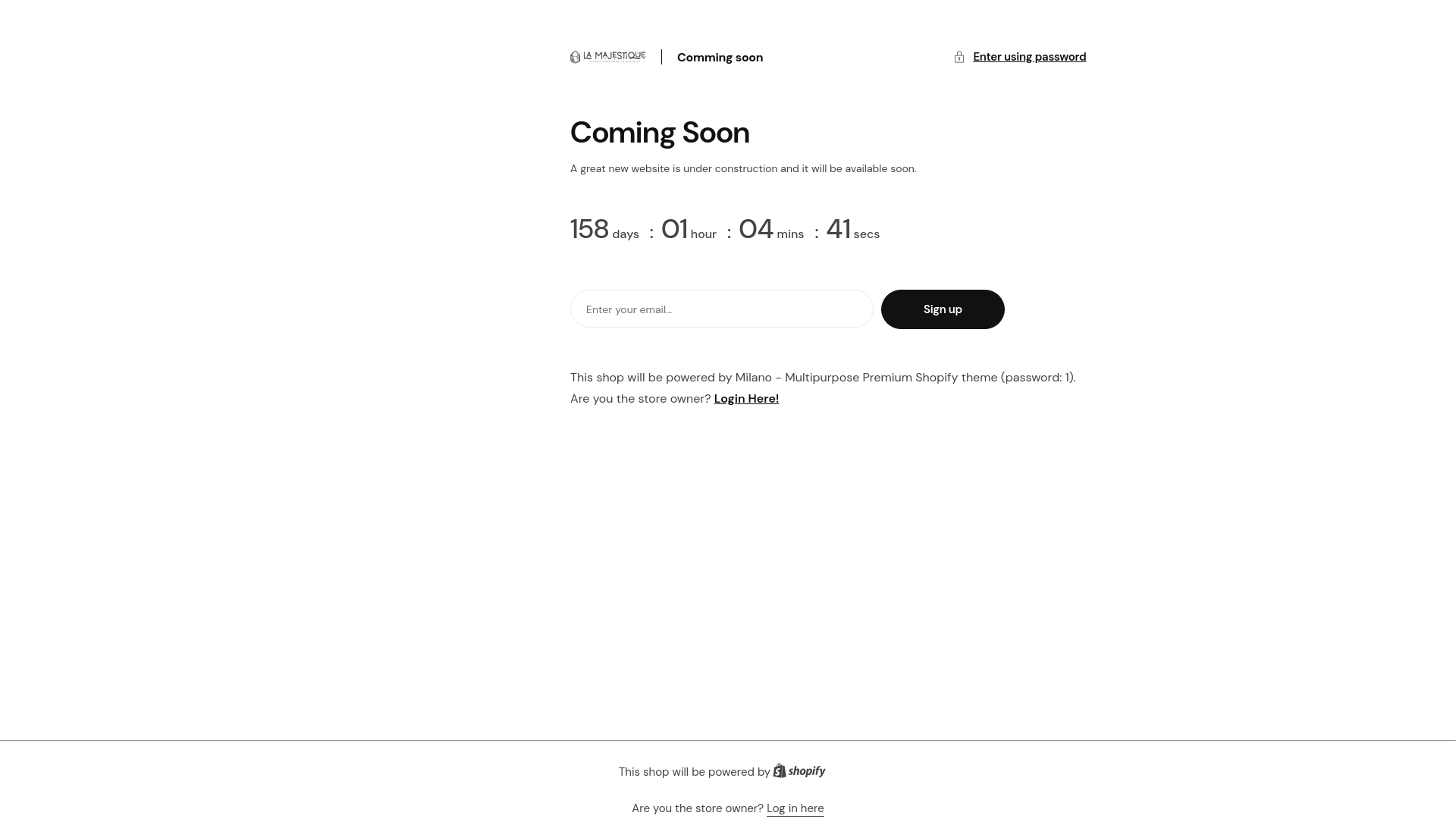 website screenshot of https://lamajestique.com/