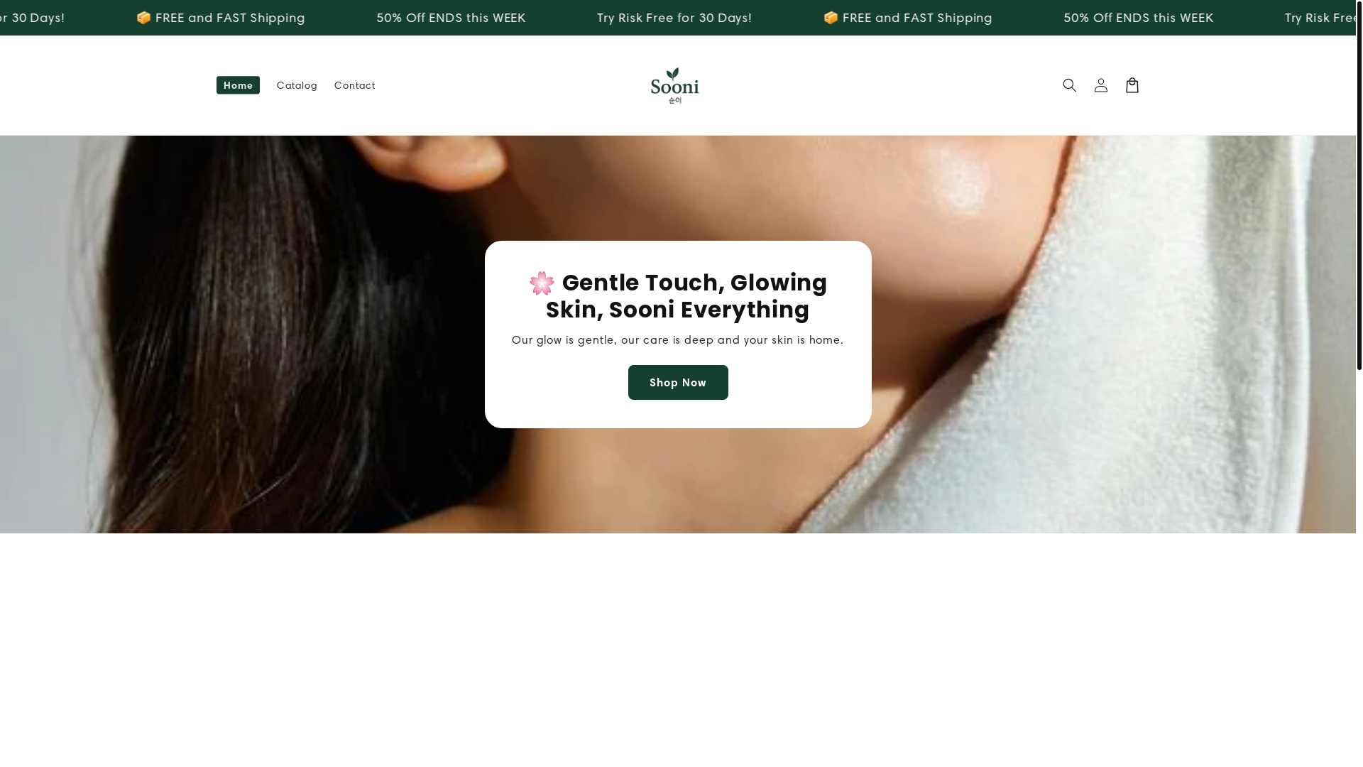 website screenshot of https://sooniskincare.com/