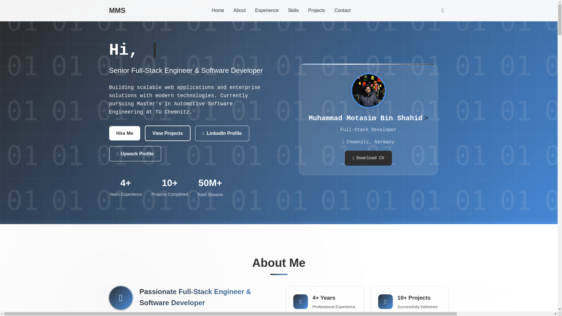 website screenshot of https://muhammadmotasimbinshahid.com/