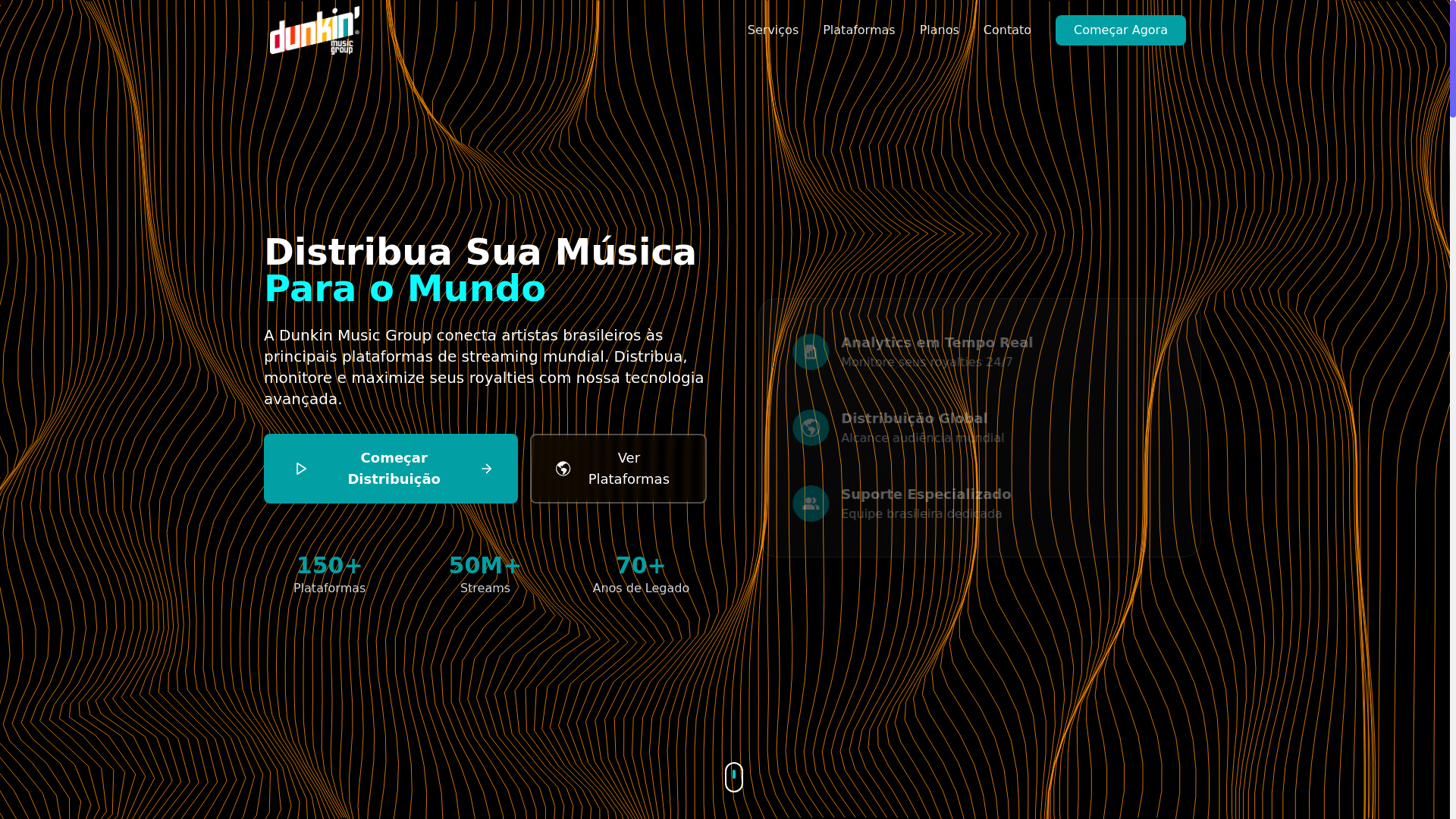 website screenshot of https://dunkinmusic.com.br/