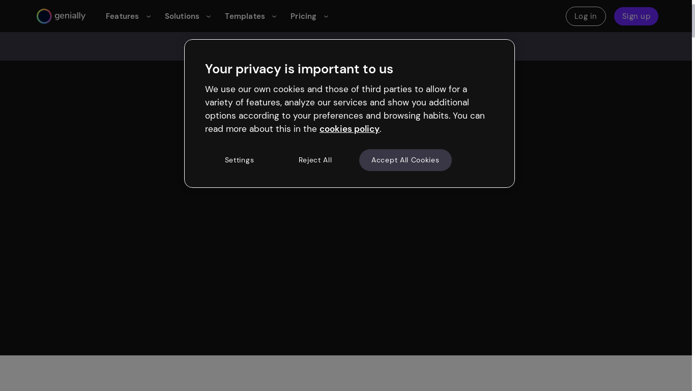 website screenshot of https://genially.com/