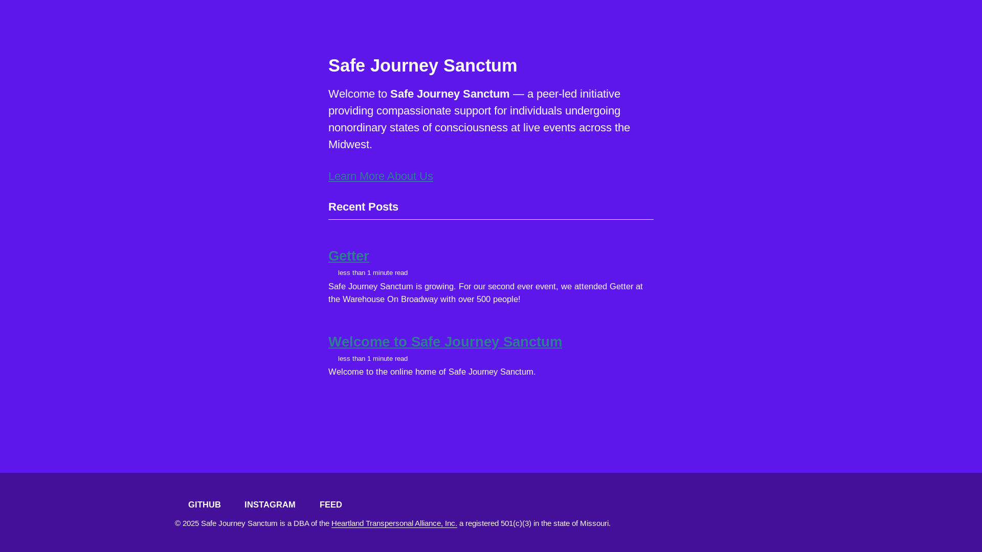 website screenshot of https://safejourneysanctum.org/