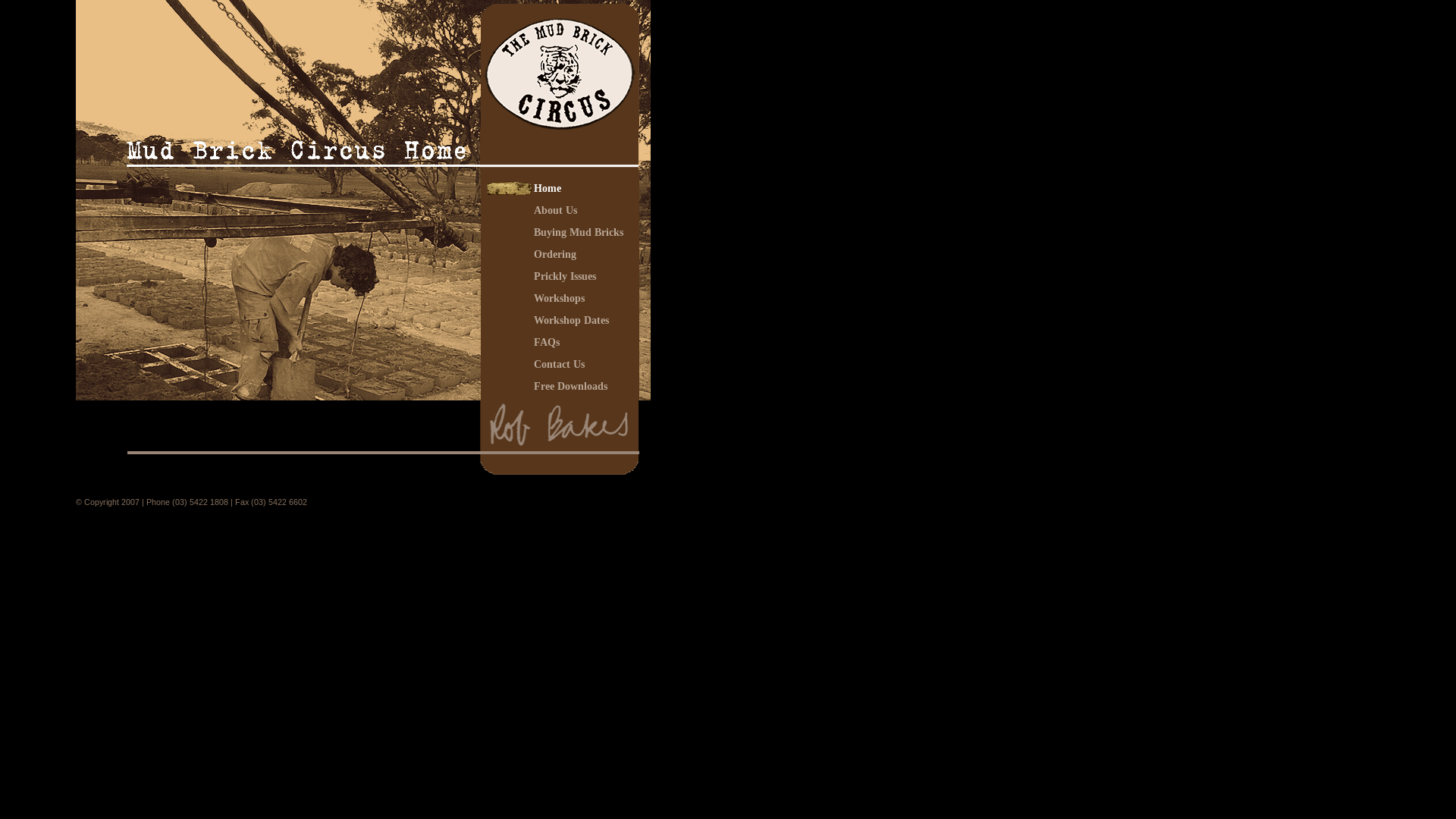 website screenshot of https://mudbrickcircus.online/