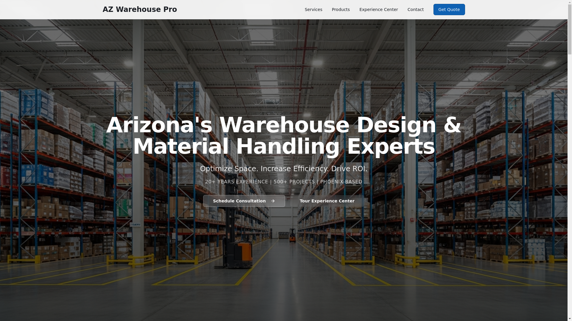 website screenshot of https://azwarehousepro.com/