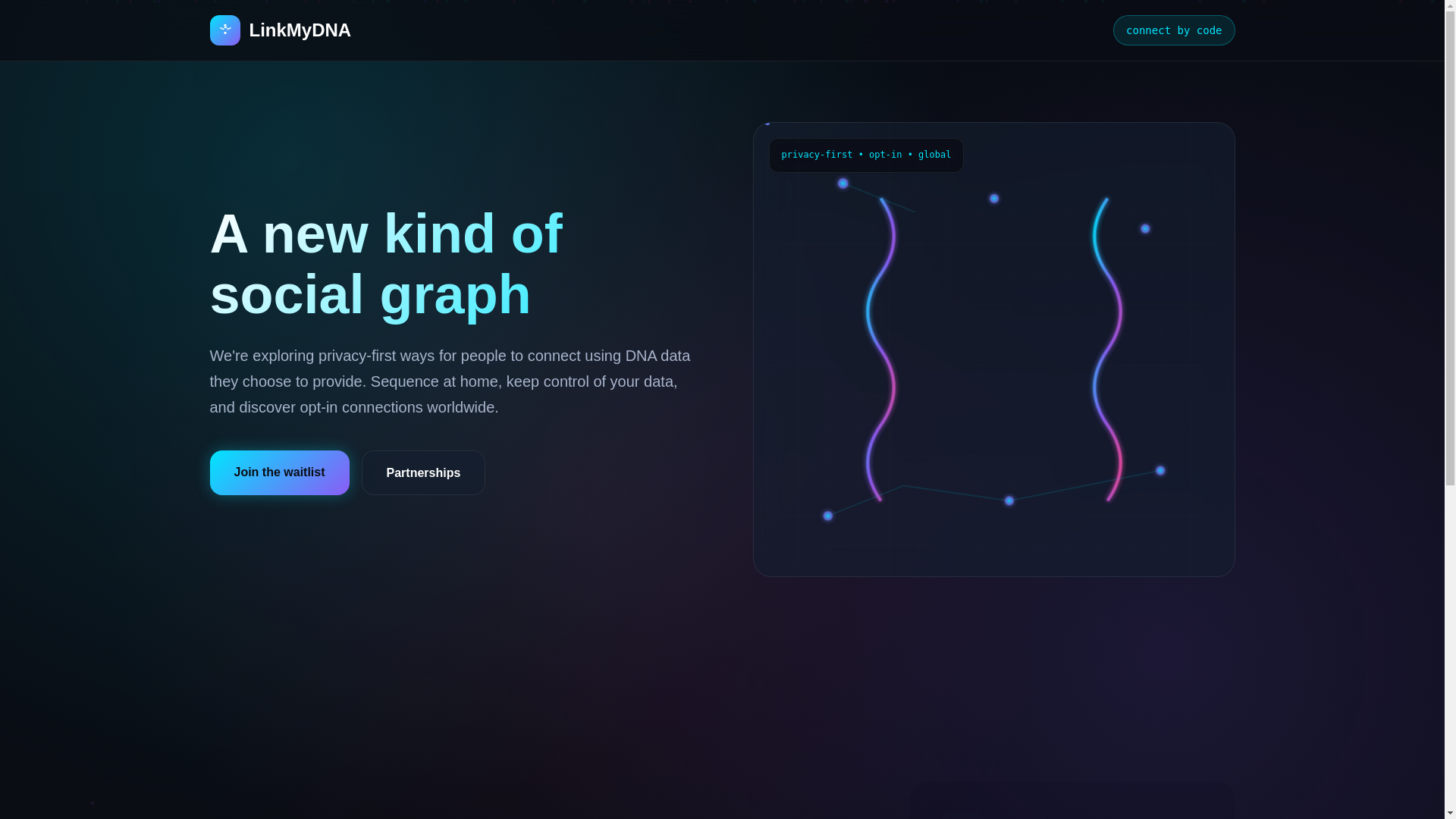 website screenshot of https://linkmydna.pages.dev/