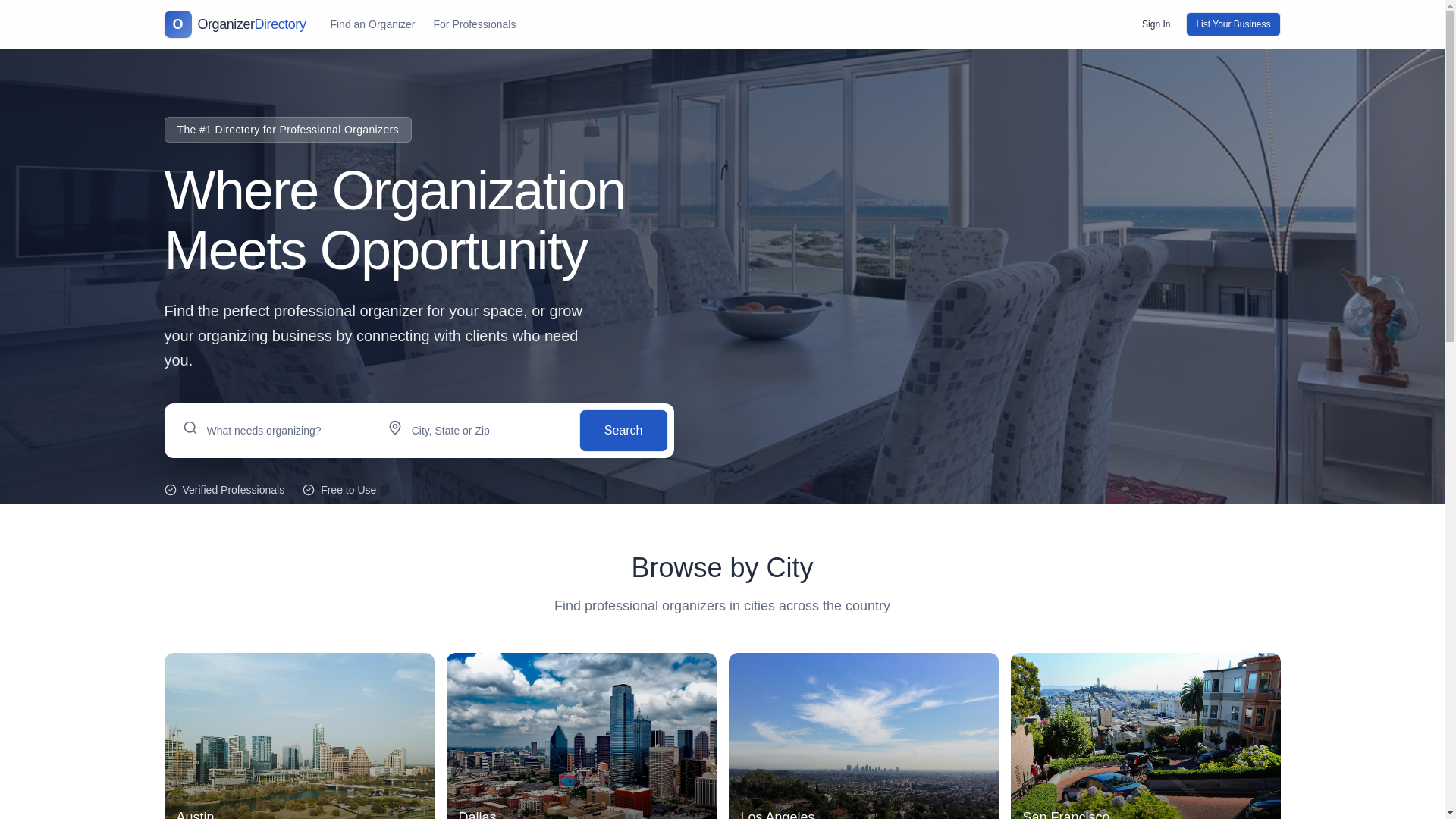 website screenshot of https://theorganizerdirectory.com/