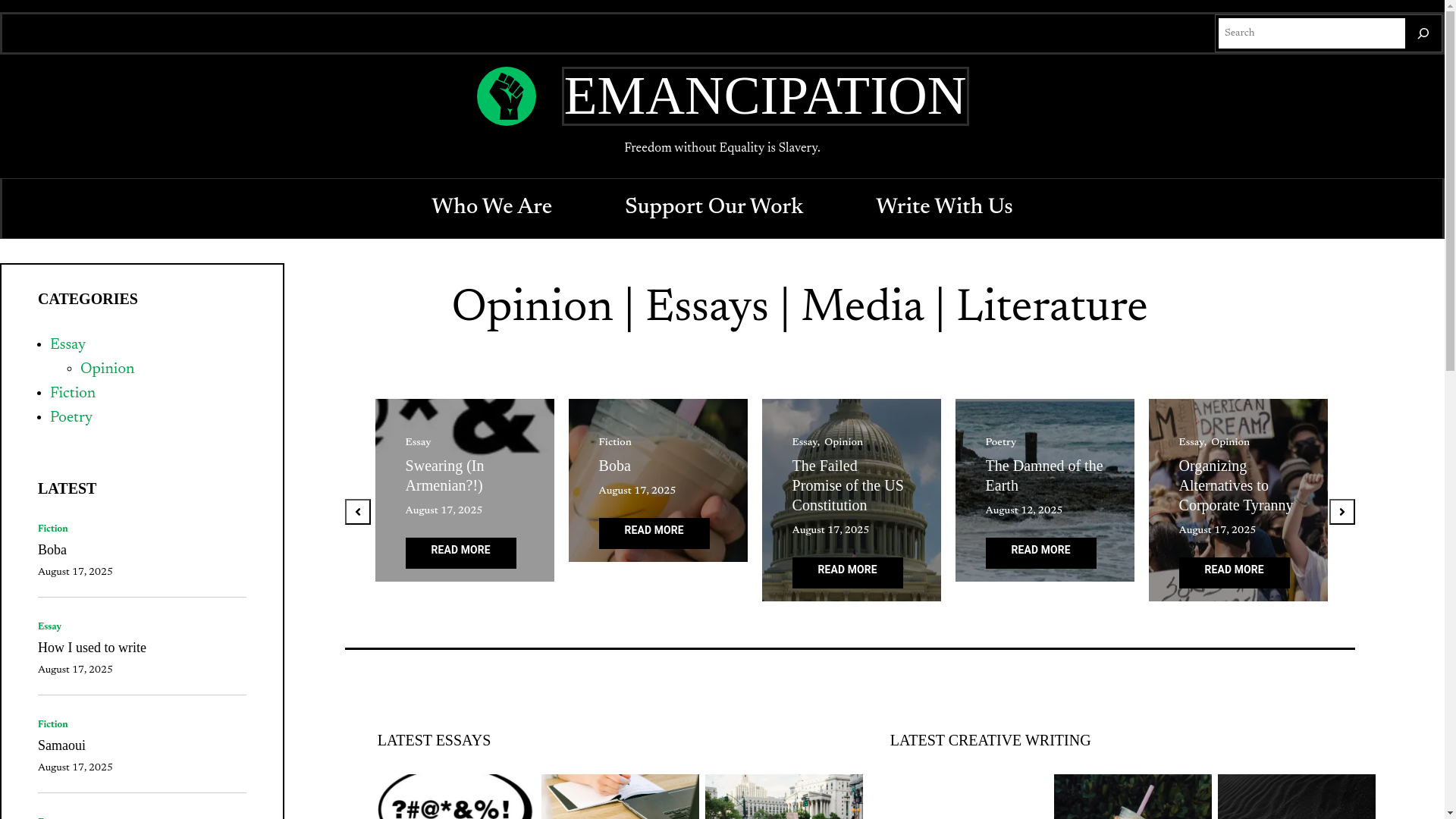 website screenshot of https://emancipationpress.org/