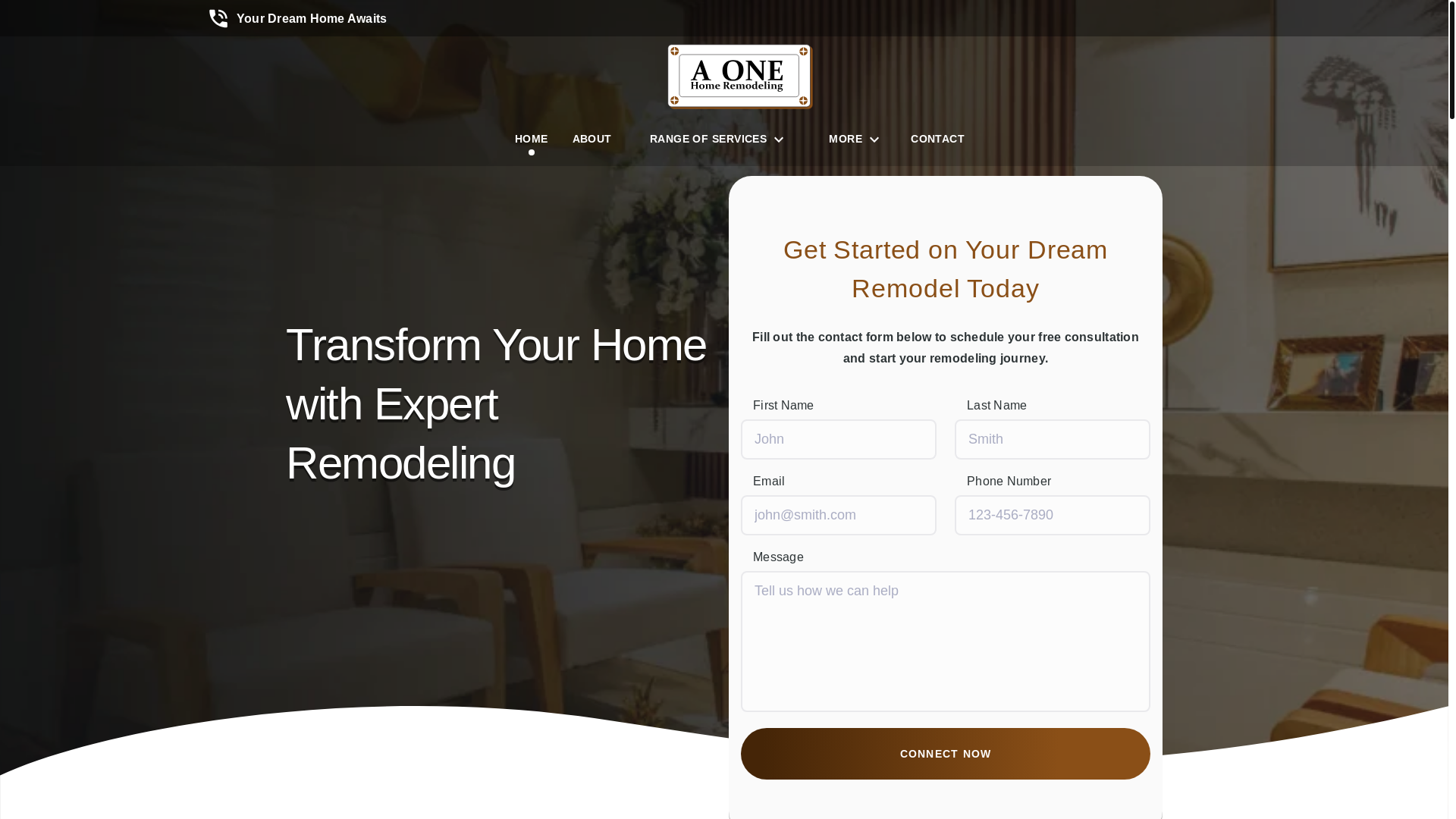 website screenshot of https://aonehomeremodeling.com/