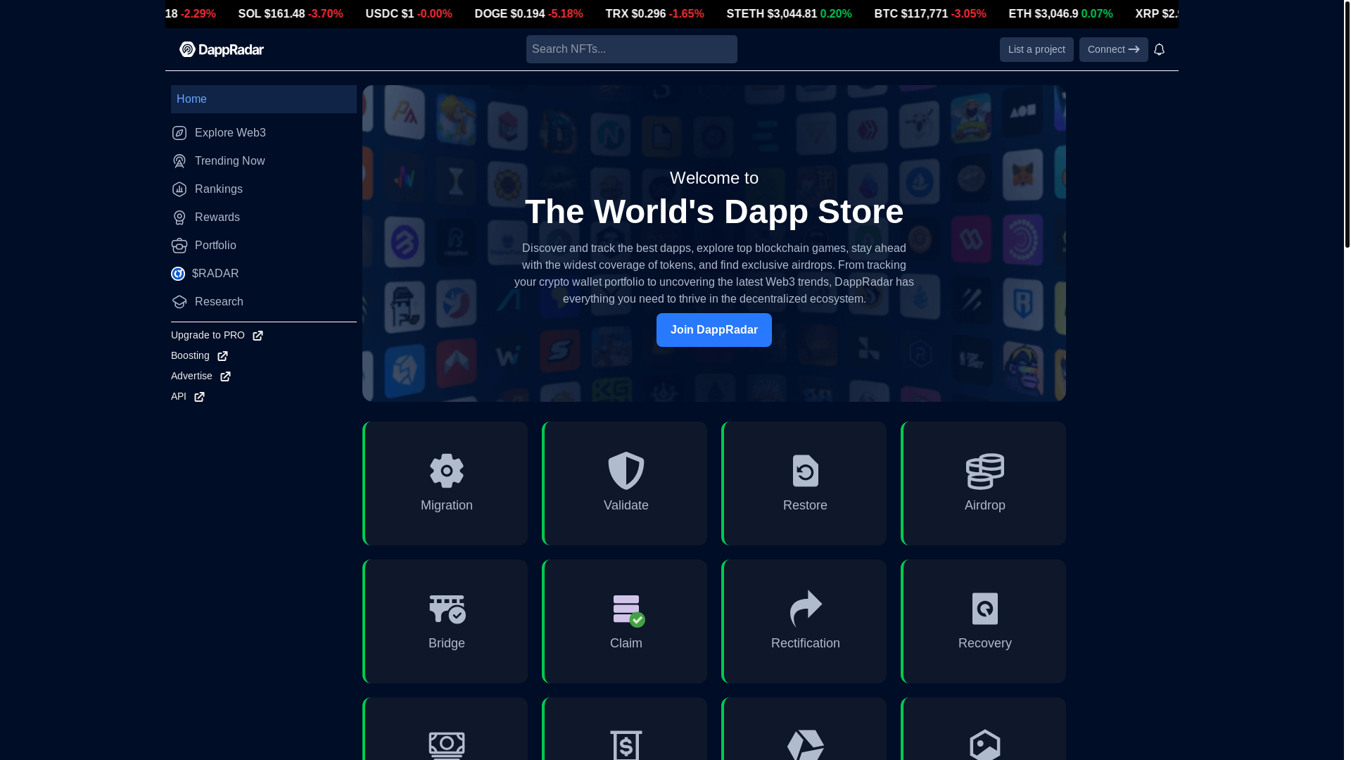 website screenshot of https://decentralizedprojects.pages.dev/