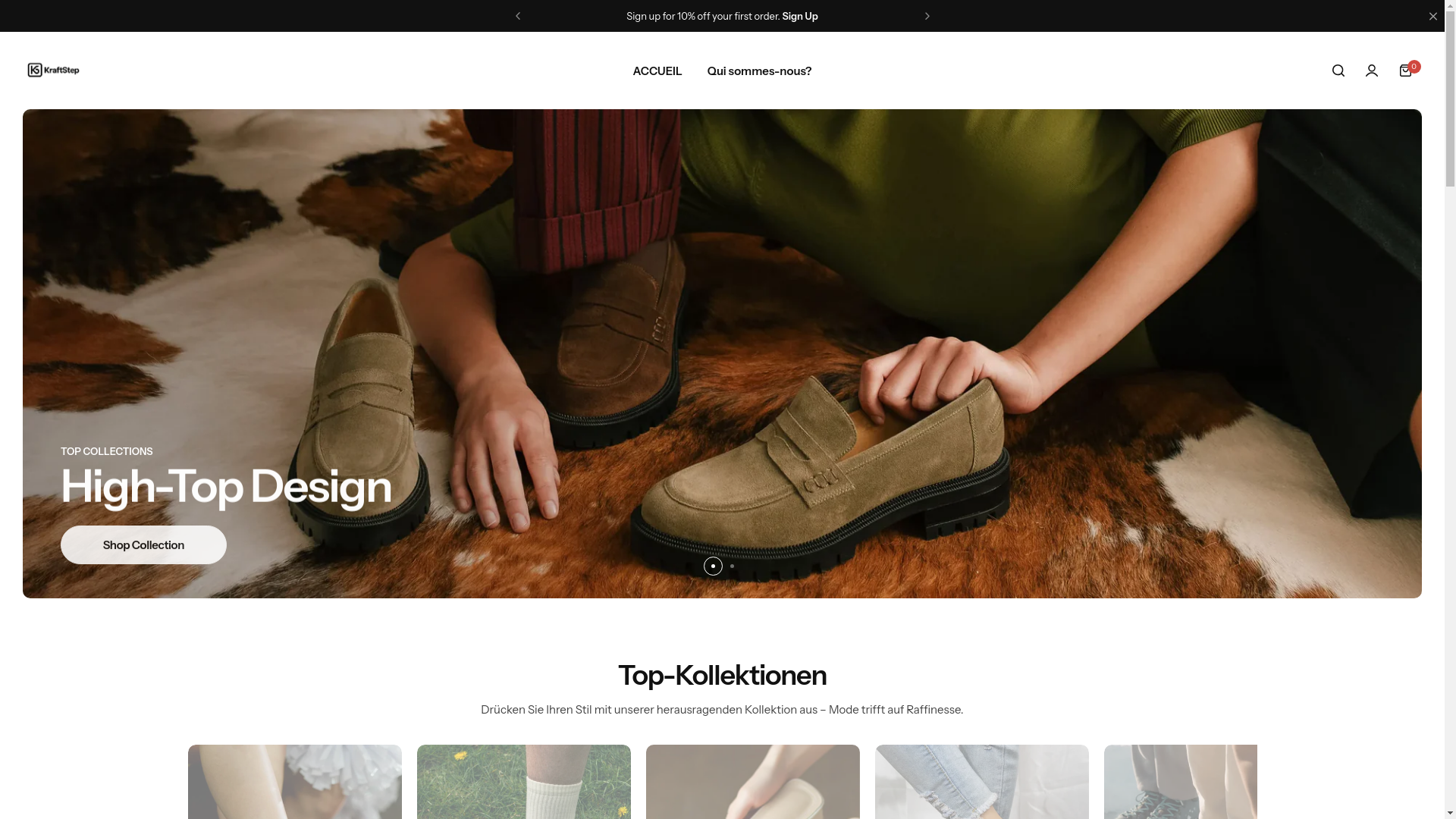 website screenshot of https://kraftstepsde.store/