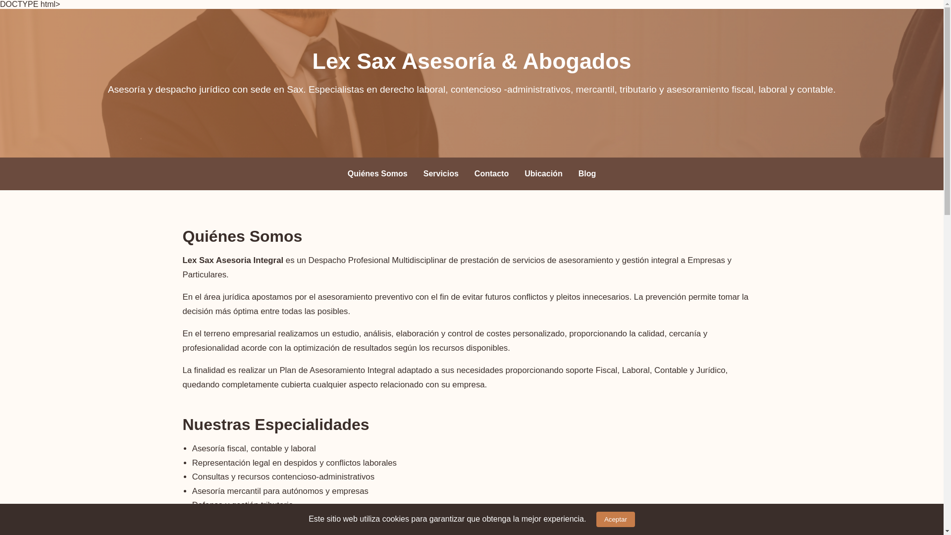 website screenshot of https://lexsaxasesoria.es/