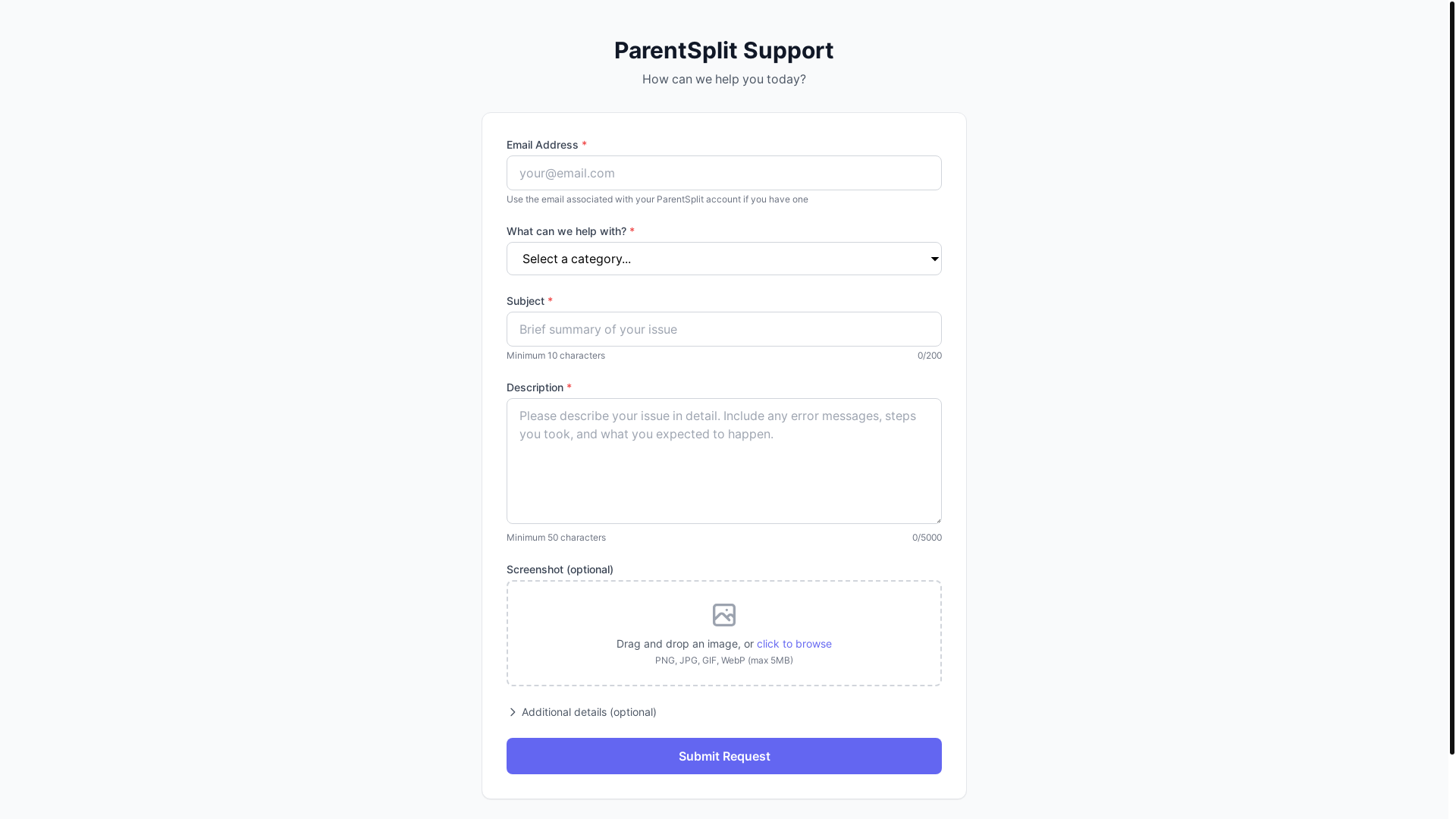 website screenshot of https://parentsplit-support-form.pages.dev/