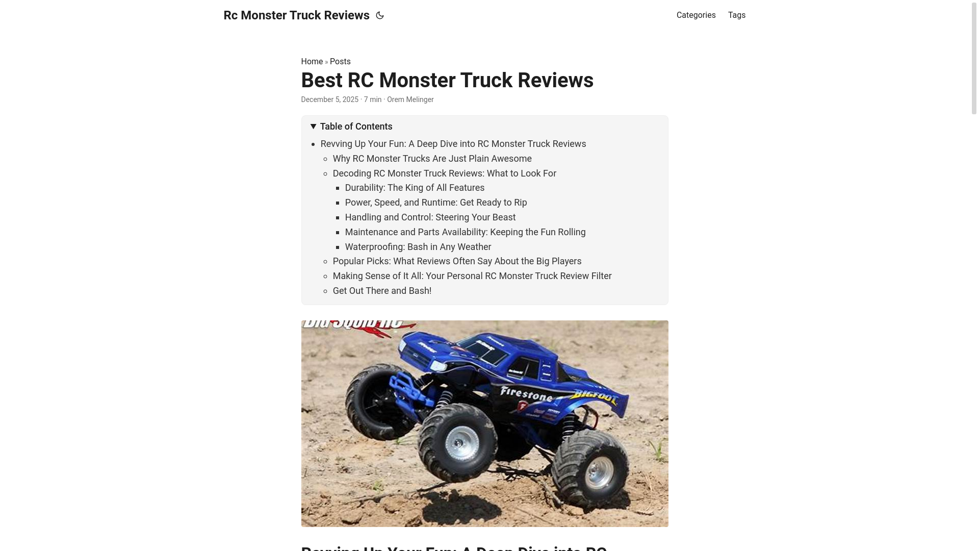 website screenshot of https://rcmonstertruckreviews.pages.dev/