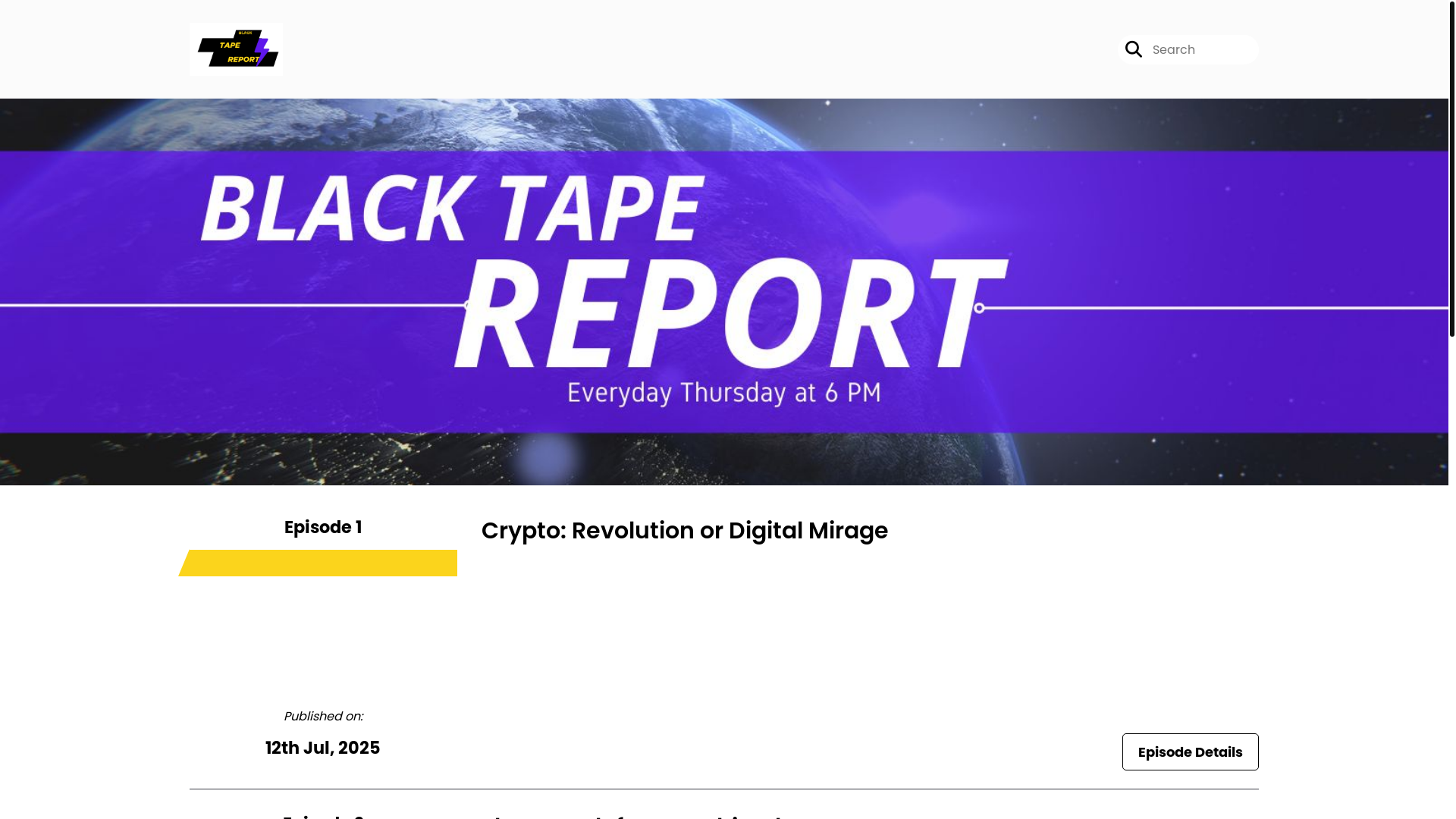 website screenshot of https://blacktapereport.com/